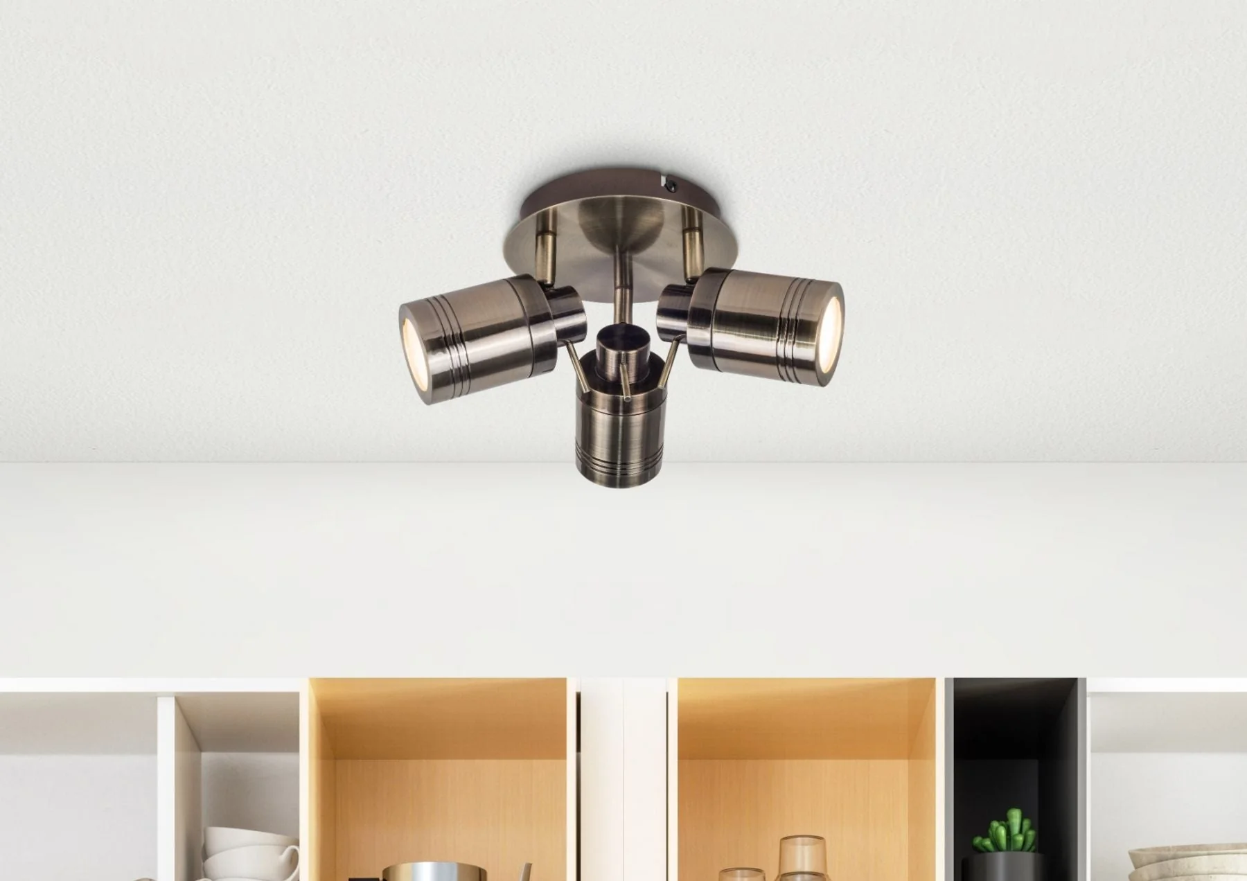 Luxo 3Lt Plate Spotlight - Antique Brass/Satin Chrome - Image 5