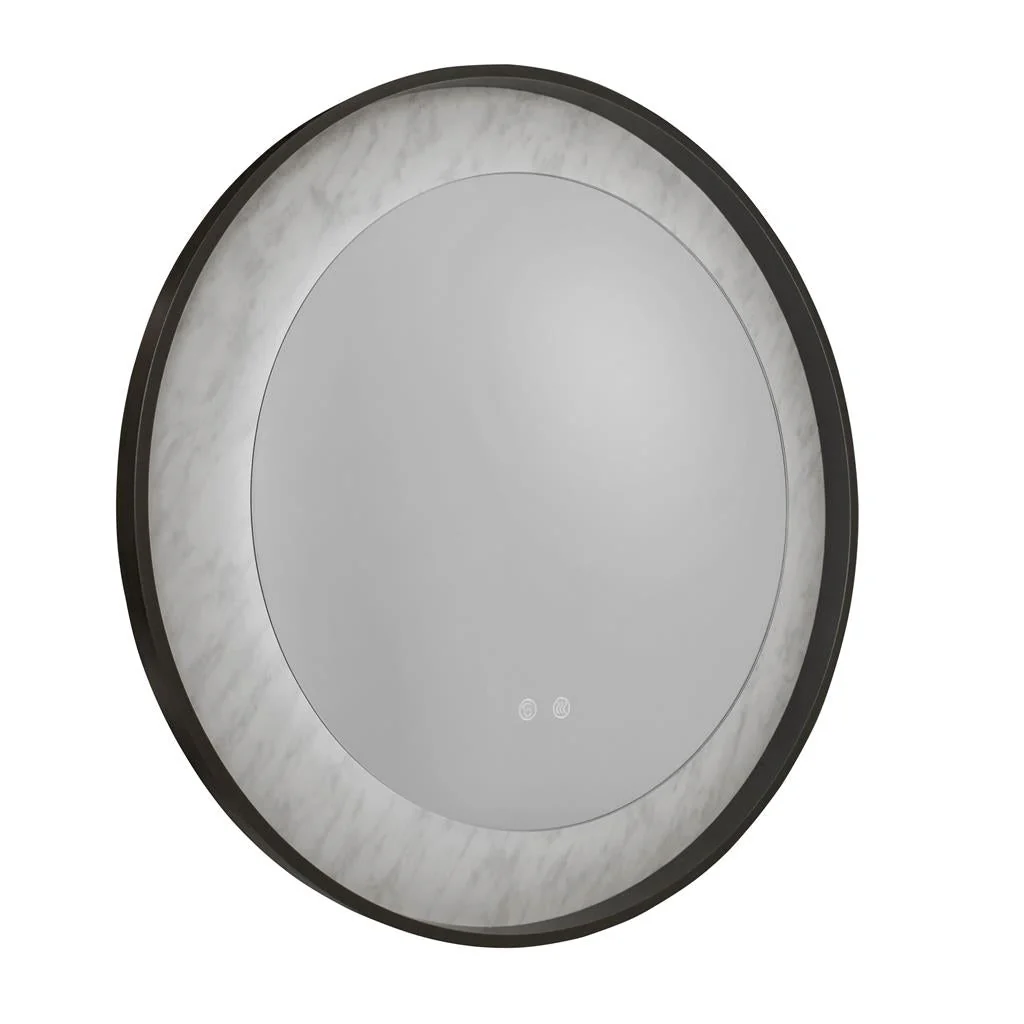 Luxo LED Mirror, Gold/ Black Metal with Marble Effect - Image 2