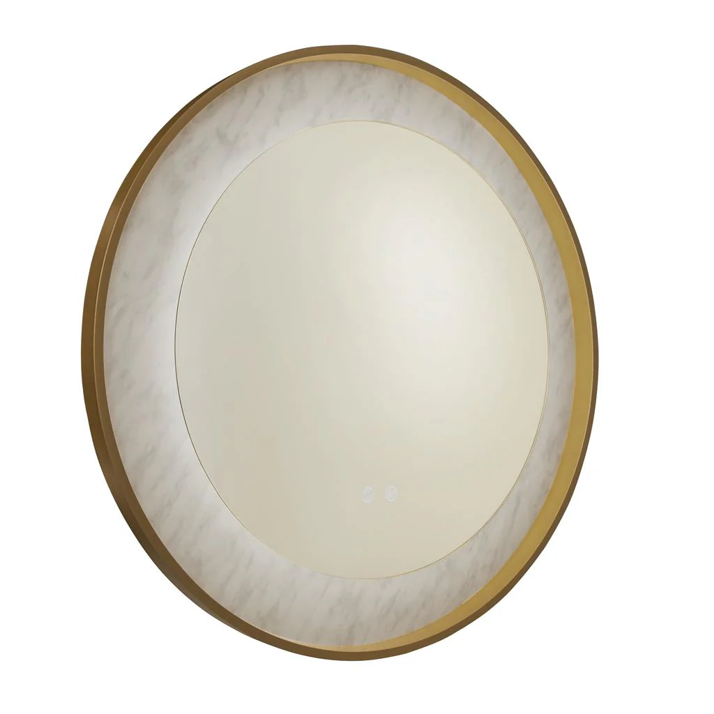 Luxo LED Mirror, Gold/ Black Metal with Marble Effect - Image 4