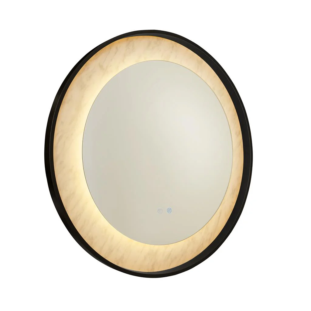Luxo LED Mirror, Gold/ Black Metal with Marble Effect - Image 6
