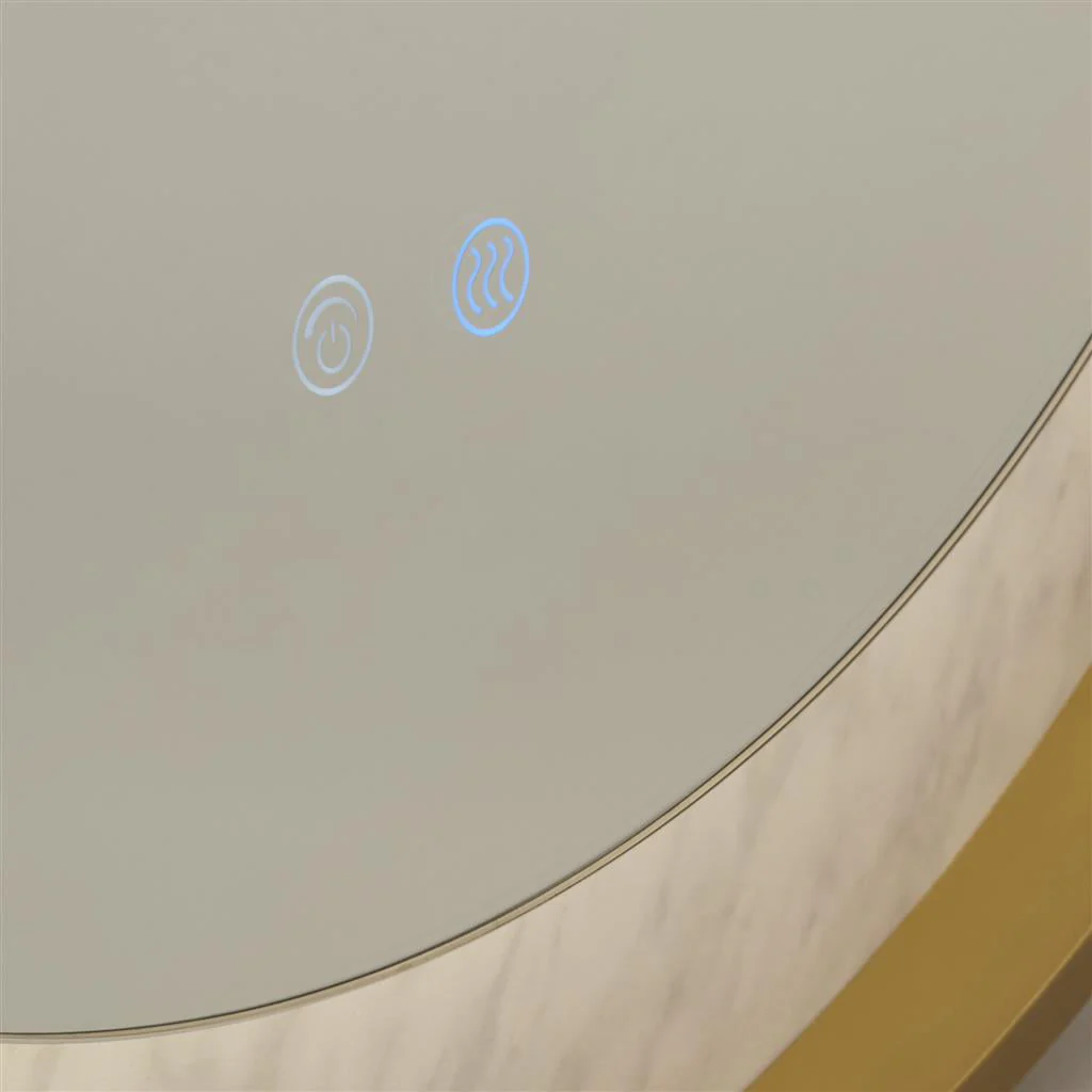 Luxo LED Mirror, Gold/ Black Metal with Marble Effect - Image 7