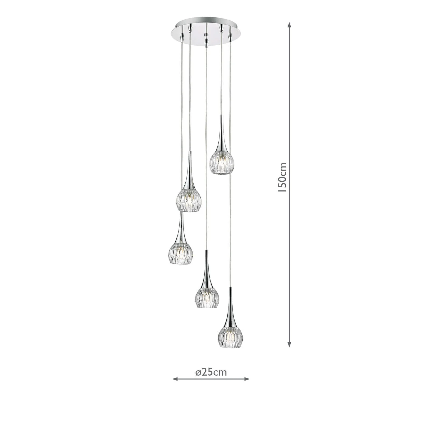 Lyall 3/5Lt Pendant Polished Chrome Glass G9 - Image 8