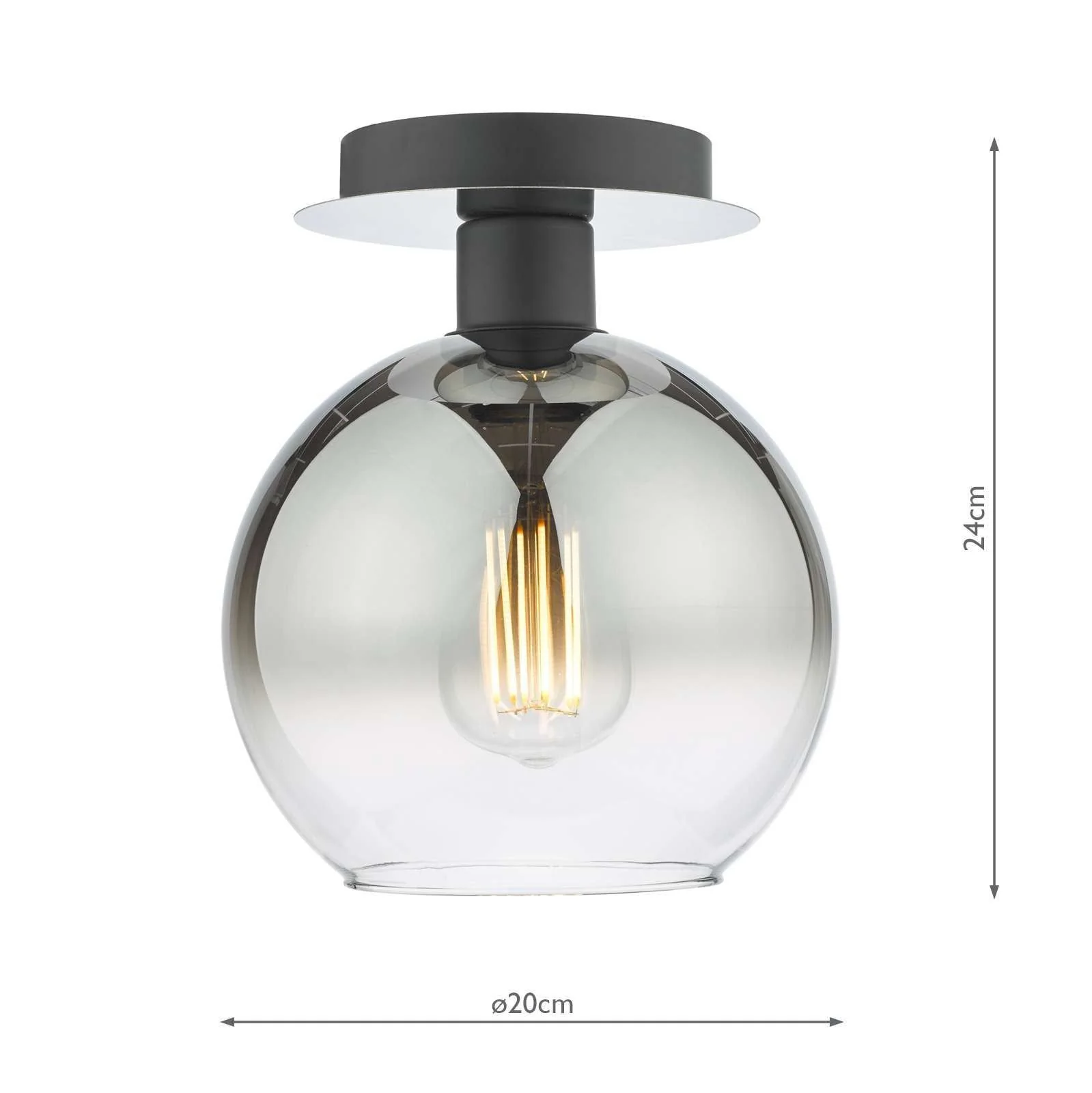 Lycia 1/3Lt Light Semi Flush -  Matt Black/Polished Gold Finish - Image 5