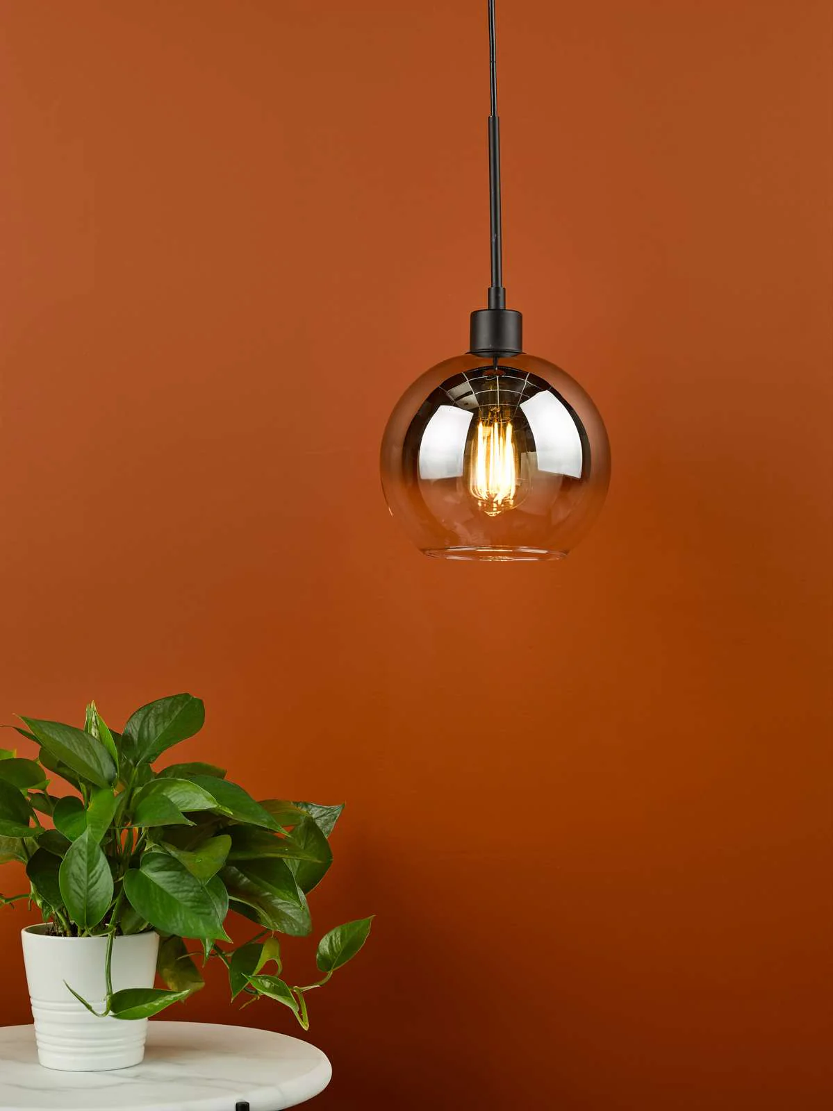 Lycia 1 Light Single Pendant Matt Black/Gold Finish - Image 3