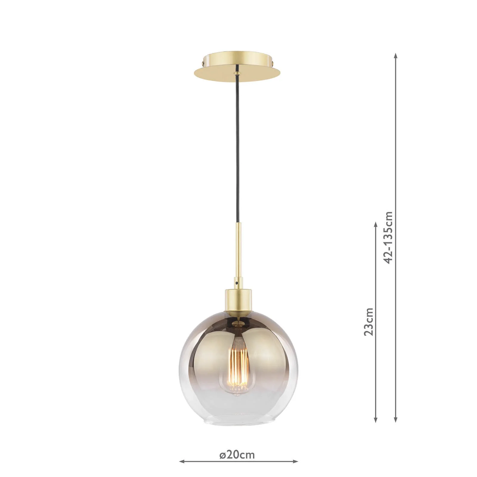 Lycia 1 Light Single Pendant Matt Black/Gold Finish - Image 6