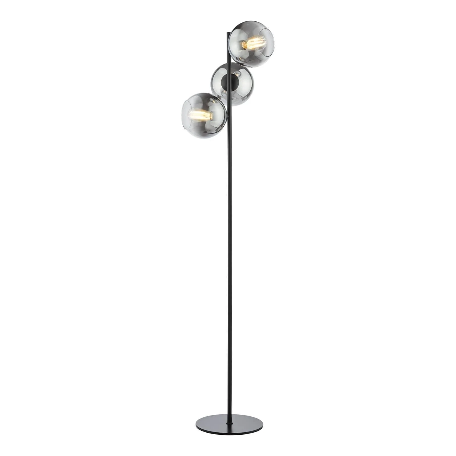 Lycia 3 Light Floor Lamp Matt Black and Smoked Ombre Glass/Satin Gold and Gold Ombre Glass  E27 - Image 13