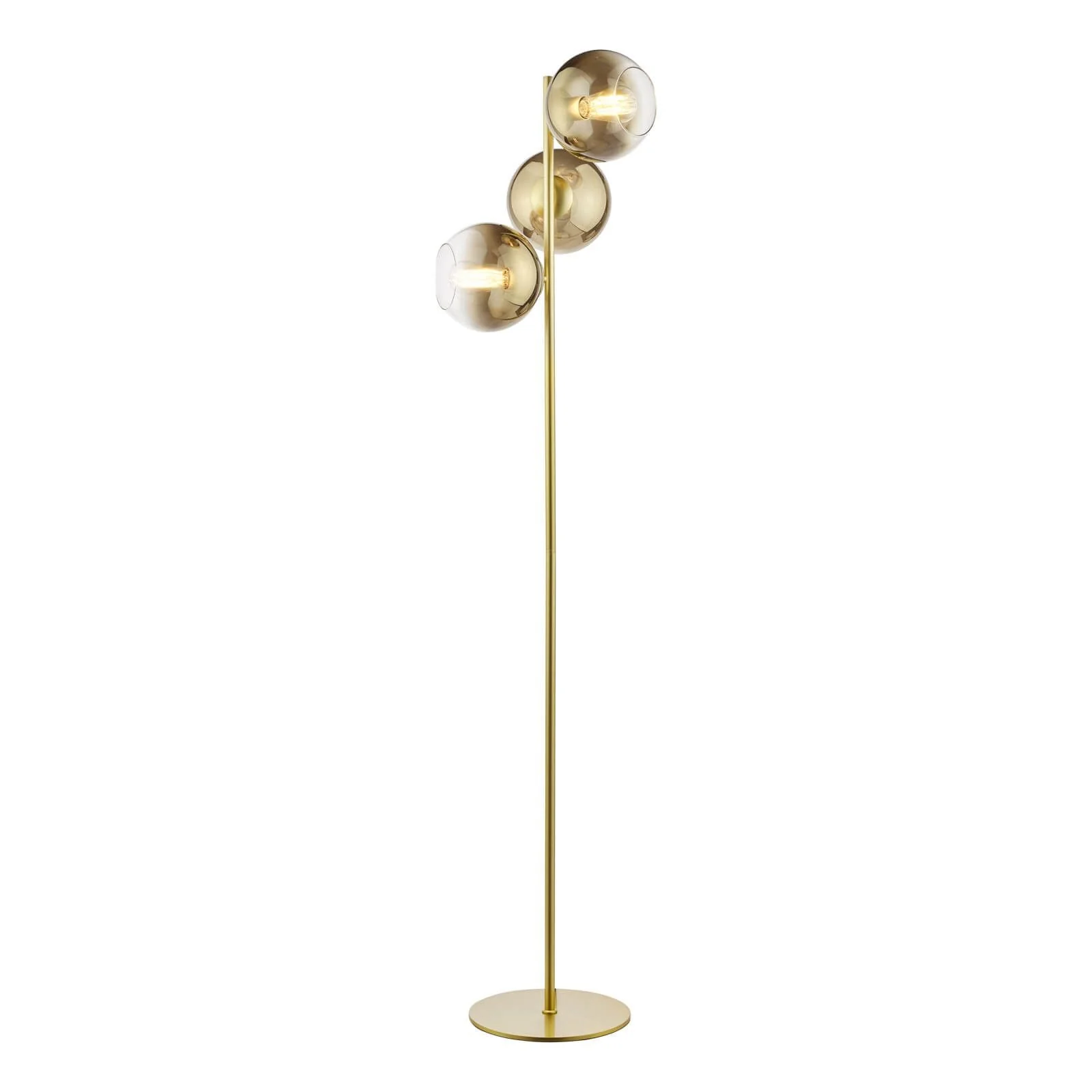Lycia 3 Light Floor Lamp Matt Black and Smoked Ombre Glass/Satin Gold and Gold Ombre Glass  E27 - Image 14