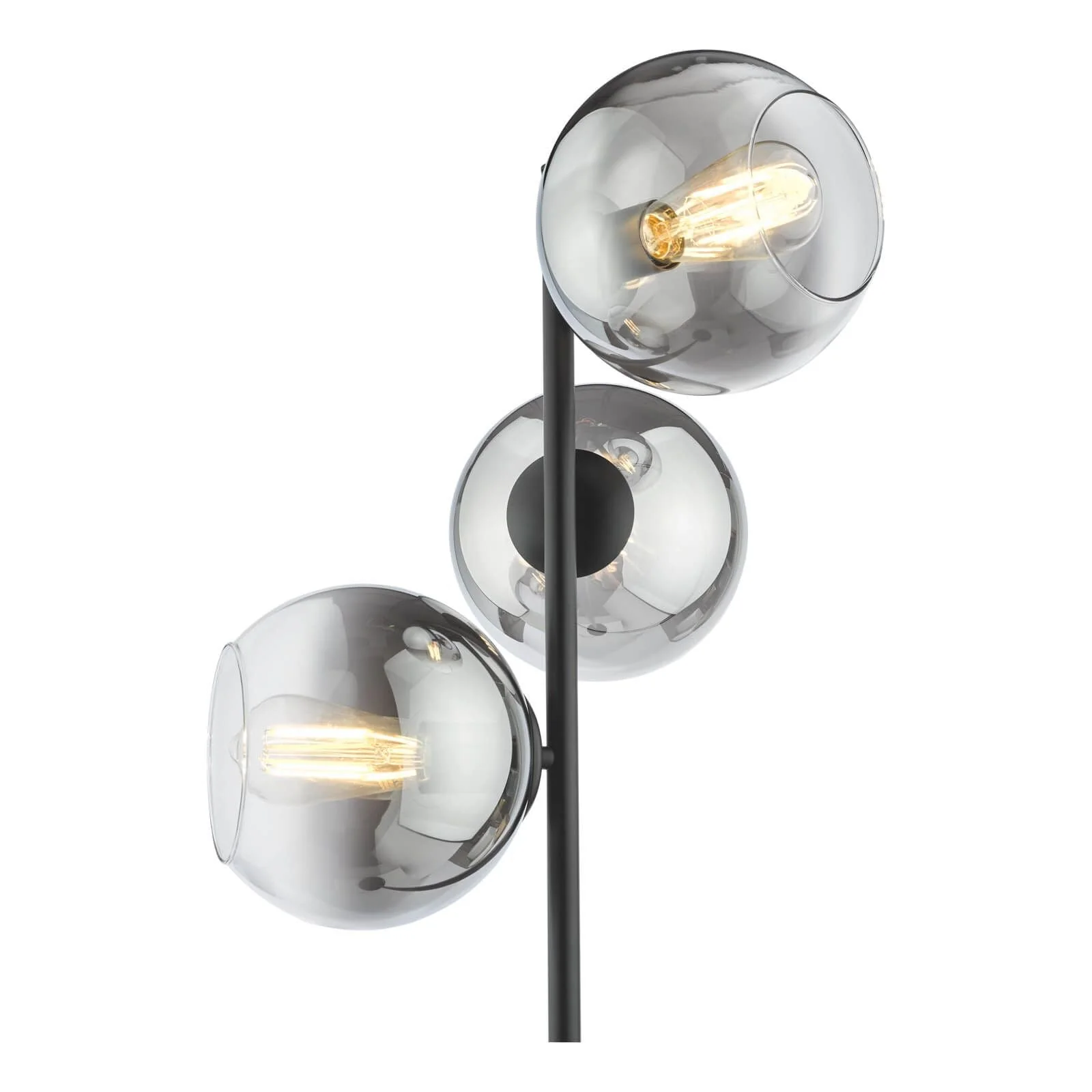 Lycia 3 Light Floor Lamp Matt Black and Smoked Ombre Glass/Satin Gold and Gold Ombre Glass  E27 - Image 2