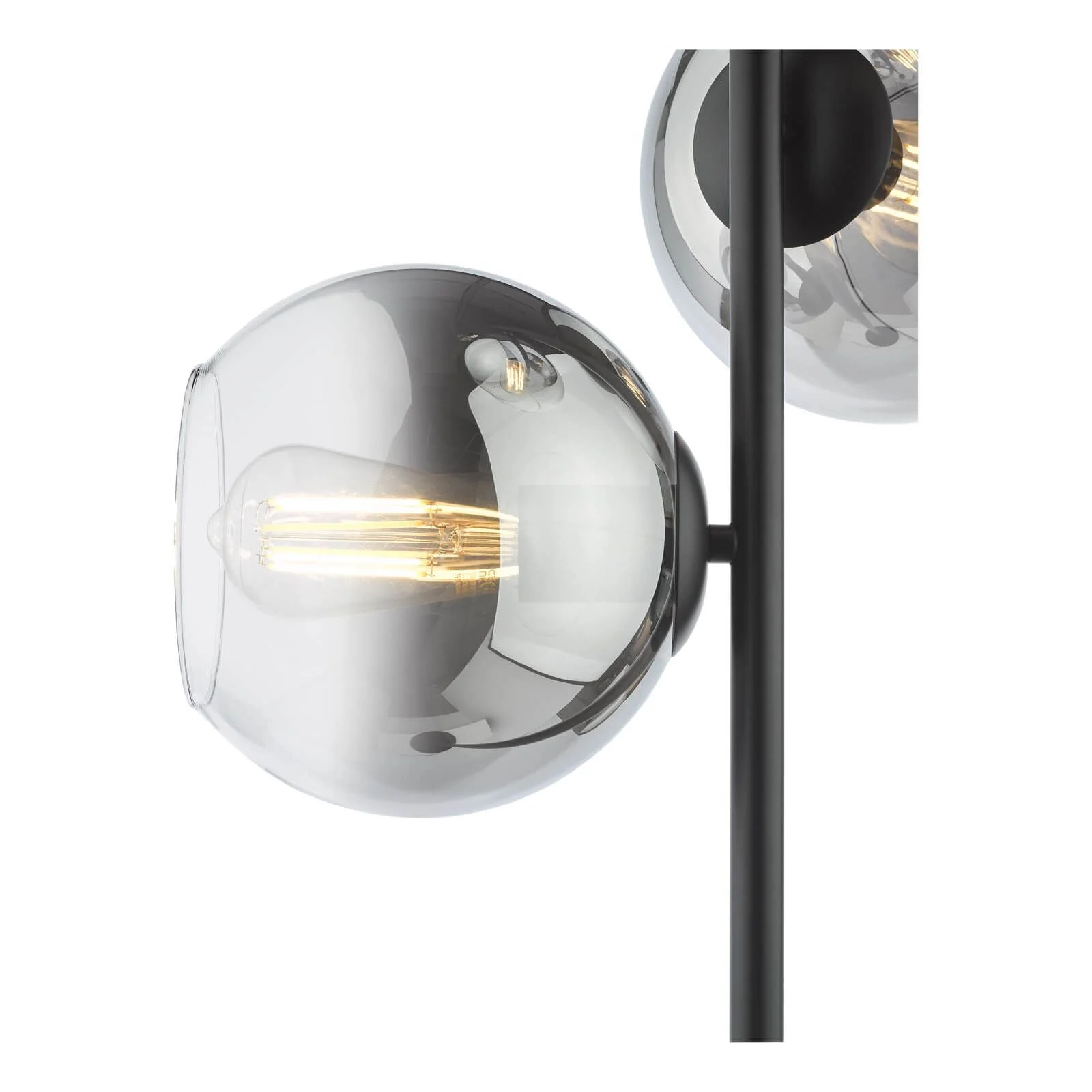 Lycia 3 Light Floor Lamp Matt Black and Smoked Ombre Glass/Satin Gold and Gold Ombre Glass  E27 - Image 3
