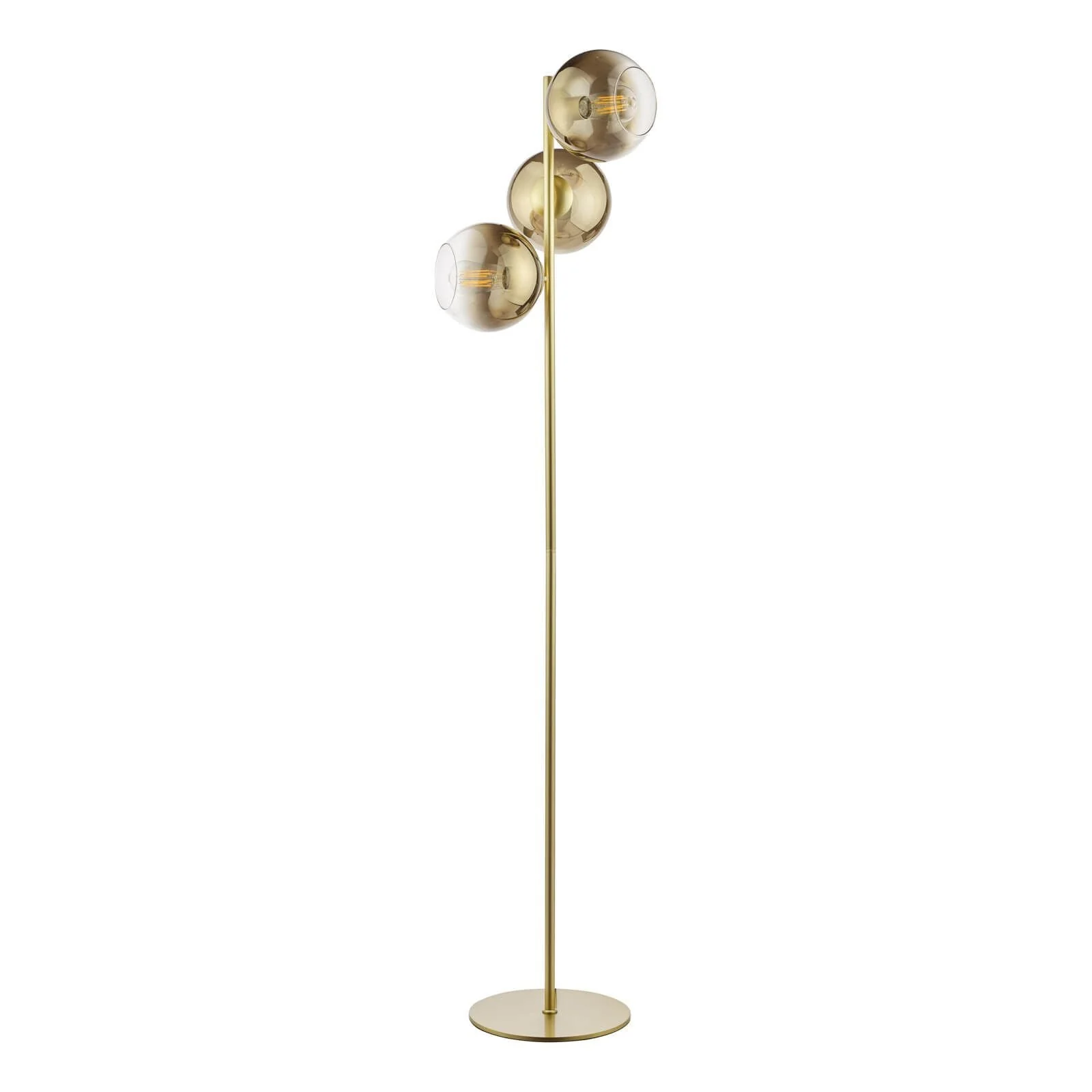 Lycia 3 Light Floor Lamp Matt Black and Smoked Ombre Glass/Satin Gold and Gold Ombre Glass  E27 - Image 7