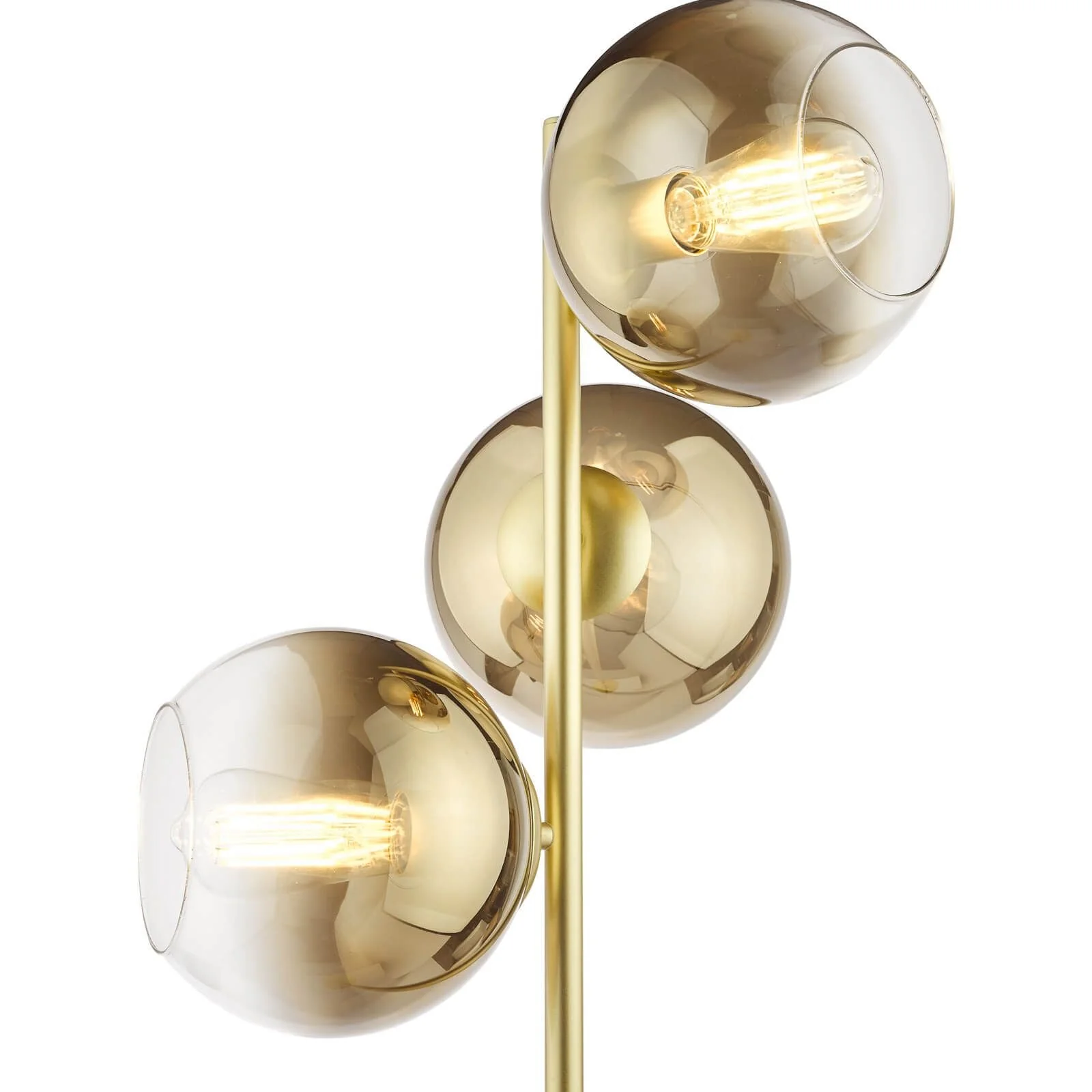 Lycia 3 Light Floor Lamp Matt Black and Smoked Ombre Glass/Satin Gold and Gold Ombre Glass  E27 - Image 8