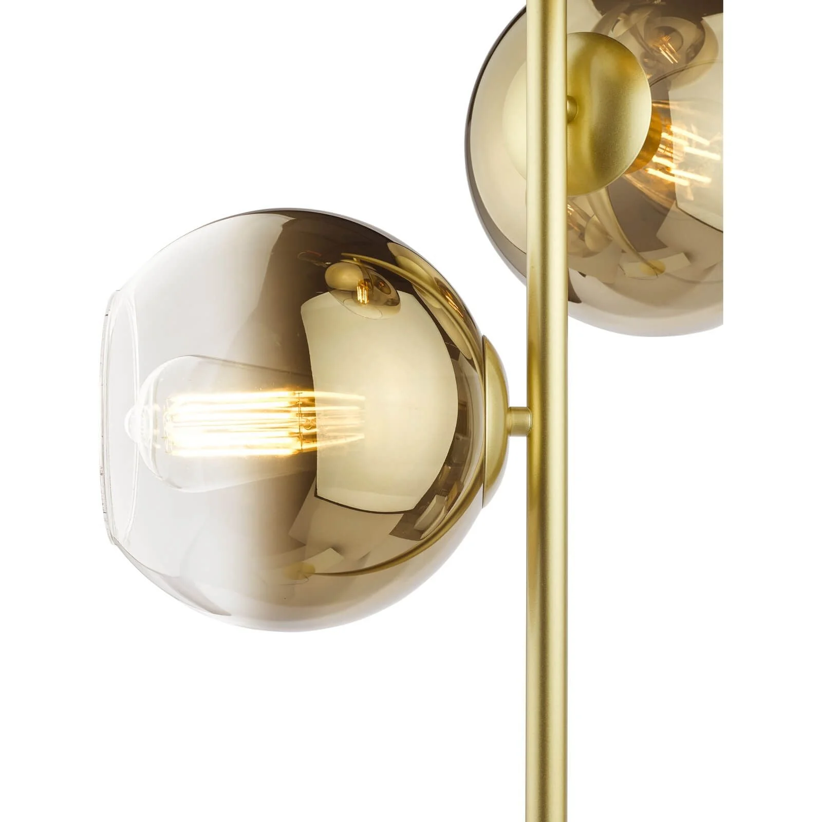 Lycia 3 Light Floor Lamp Matt Black and Smoked Ombre Glass/Satin Gold and Gold Ombre Glass  E27 - Image 9