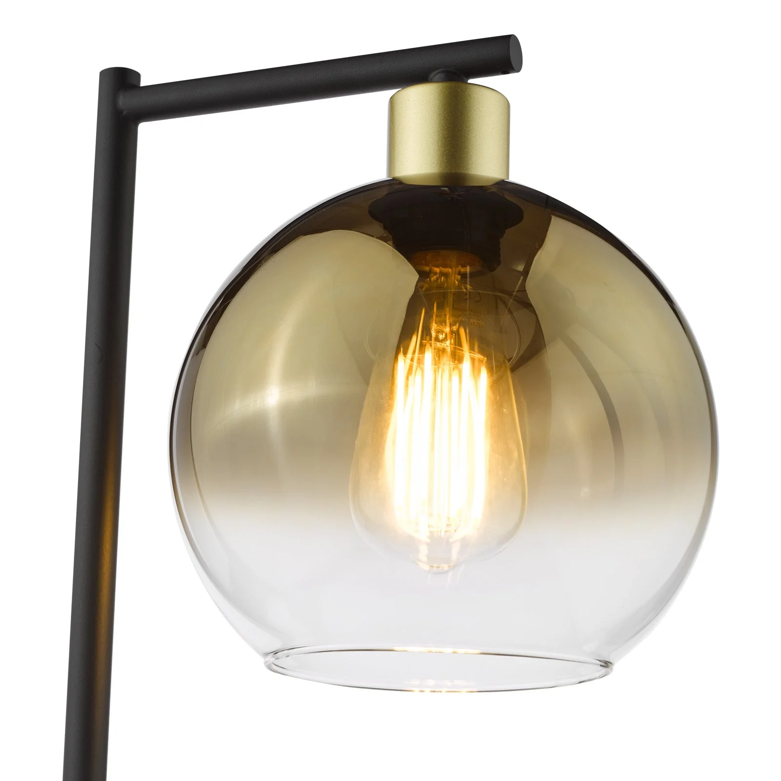Lycia Table Lamp Matt Black And Smoked Ombre Glass/Satin Gold And Gold Ombre Glass E27 - Image 10