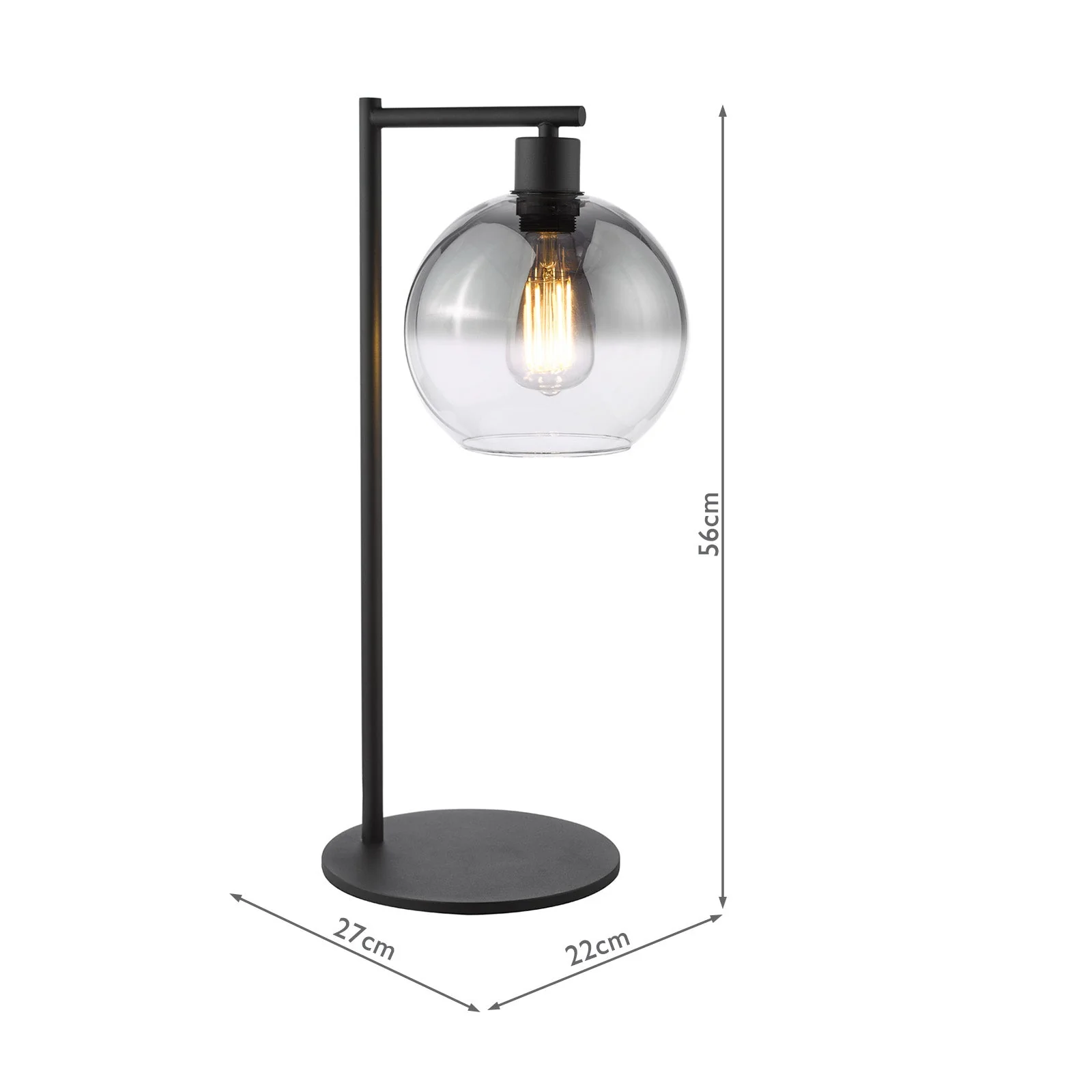 Lycia Table Lamp Matt Black And Smoked Ombre Glass/Satin Gold And Gold Ombre Glass E27 - Image 7
