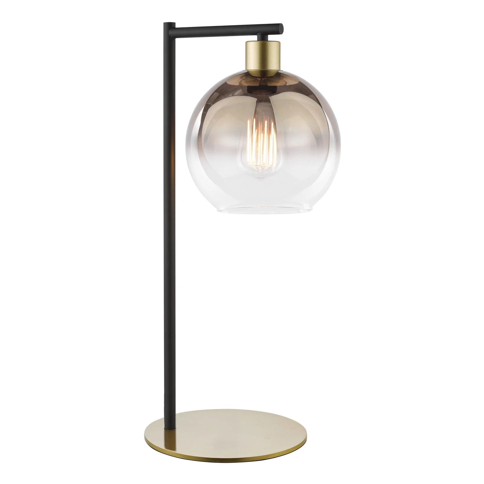 Lycia Table Lamp Matt Black And Smoked Ombre Glass/Satin Gold And Gold Ombre Glass E27 - Image 8
