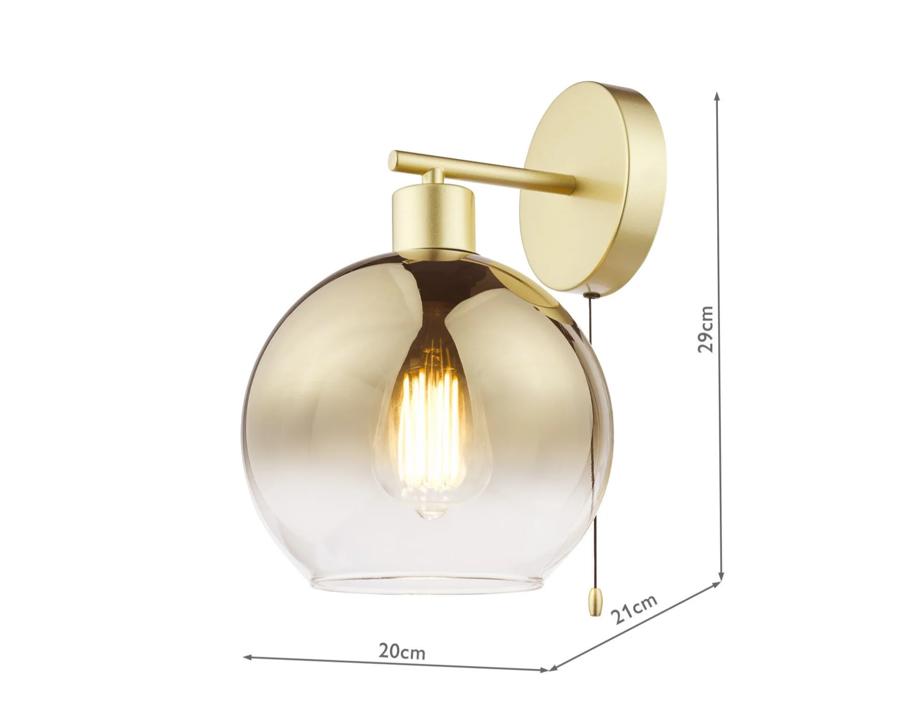 Lycia Wall Light- Satin Gold/ Black w Ombre Glass Finishes - Image 5