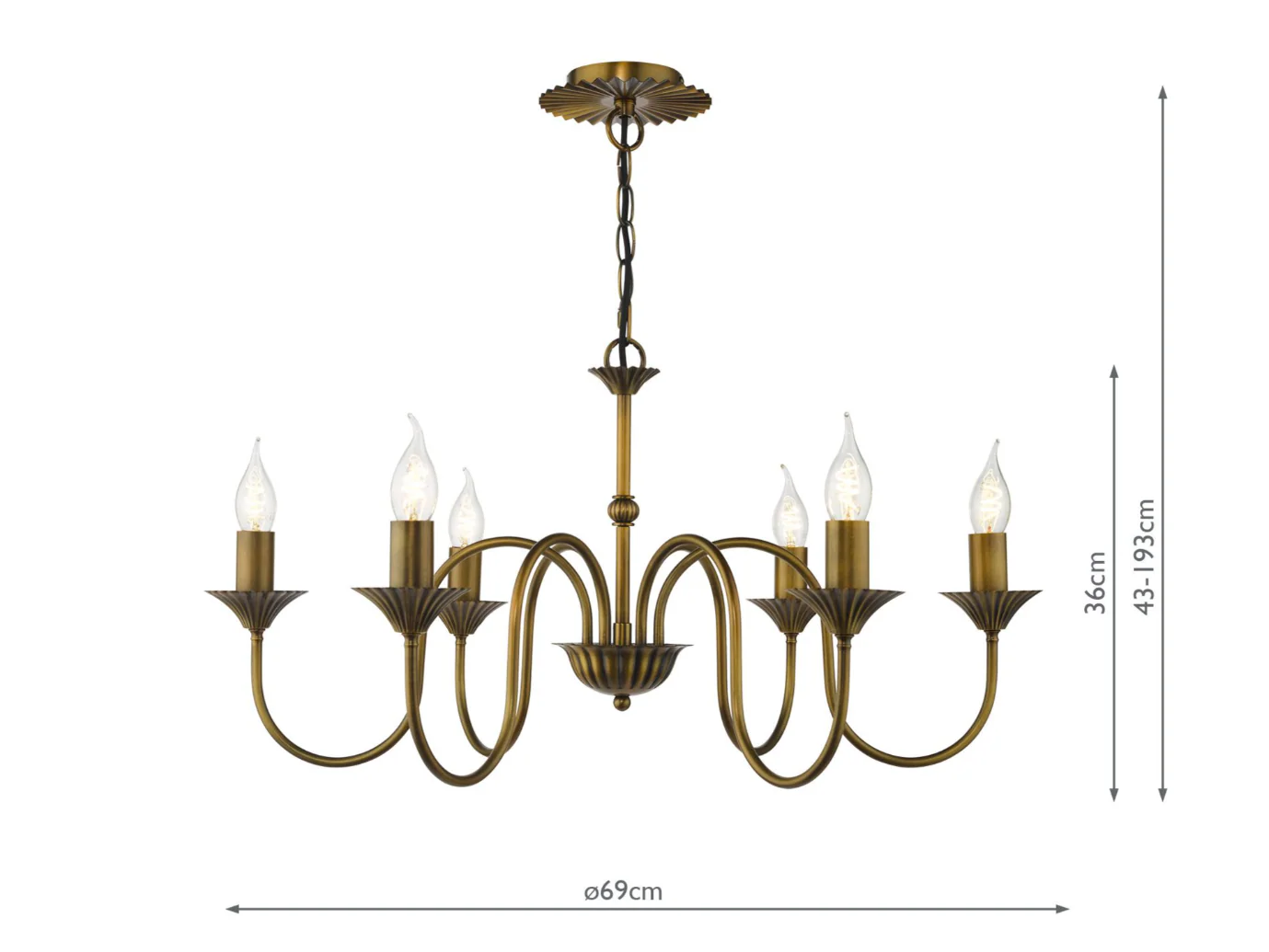 Lydian 6 Light Pendant - Antique Bronze Fitting Only - Image 5