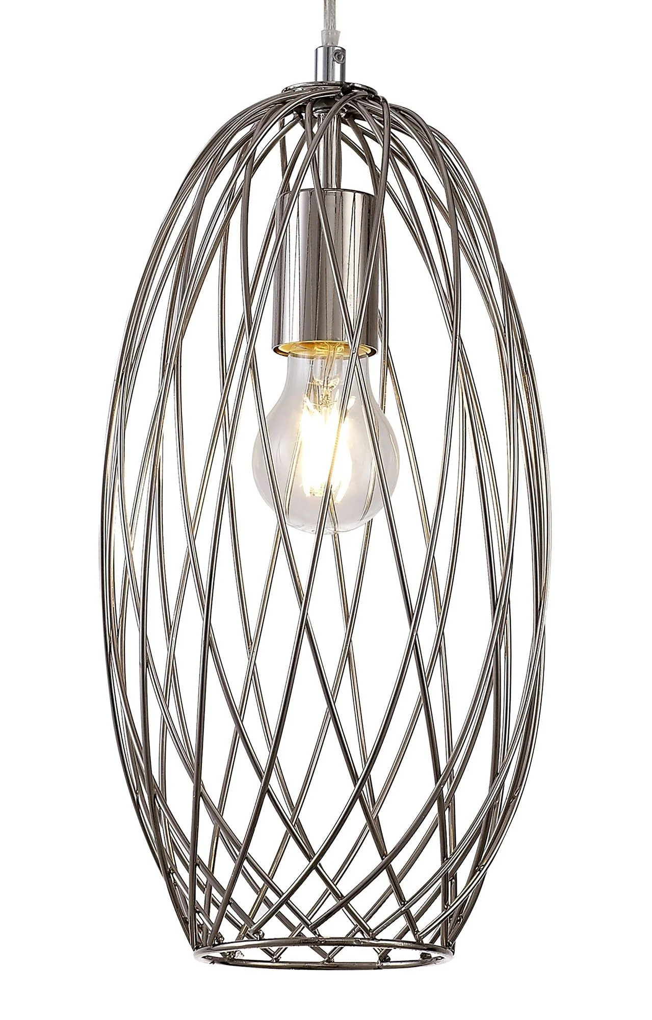 Lydian Curved Cylinder, Sphere Pendant, 1 x E27, Polished Nickel - Image 10