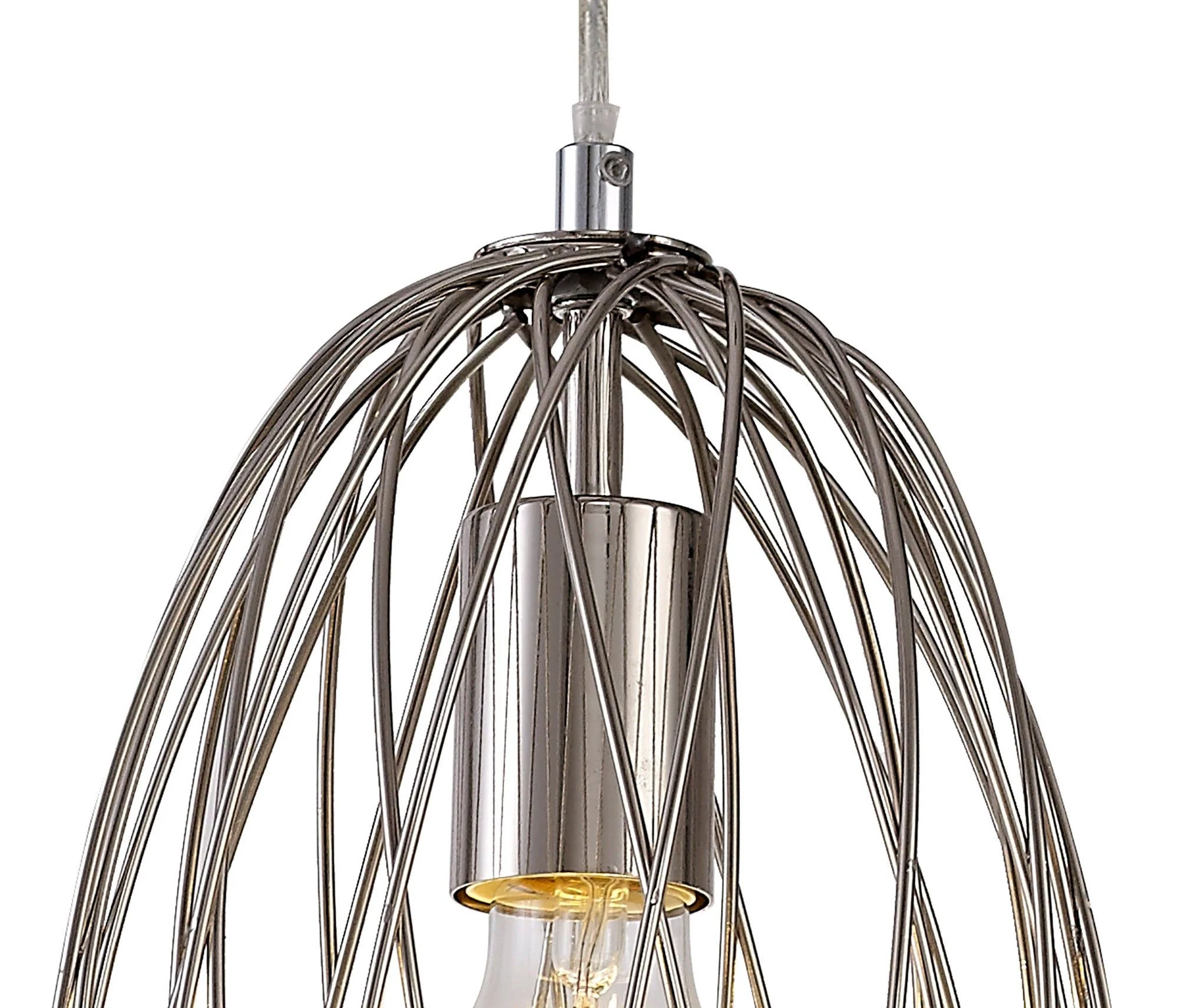 Lydian Curved Cylinder, Sphere Pendant, 1 x E27, Polished Nickel - Image 11