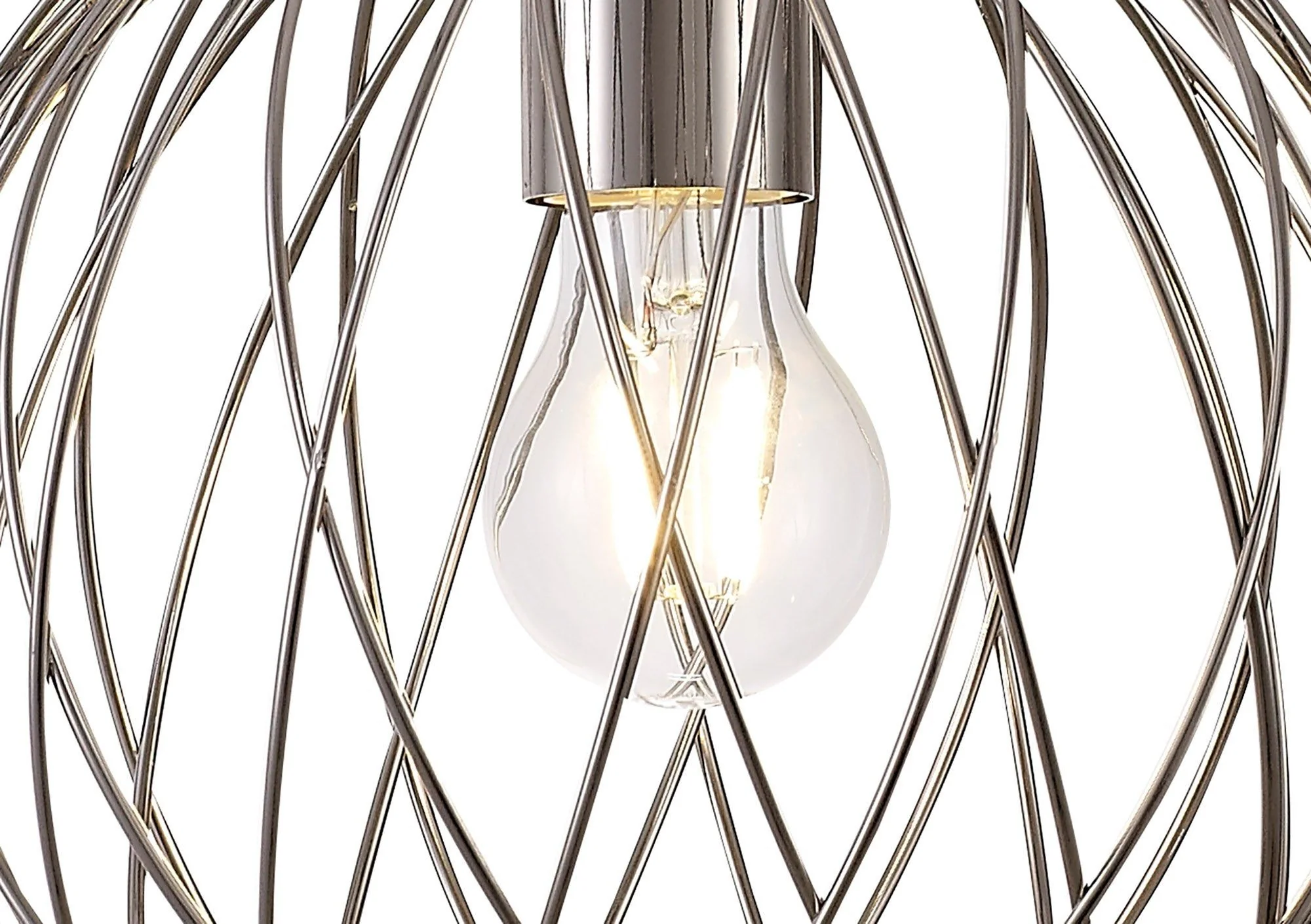 Lydian Curved Cylinder, Sphere Pendant, 1 x E27, Polished Nickel - Image 4