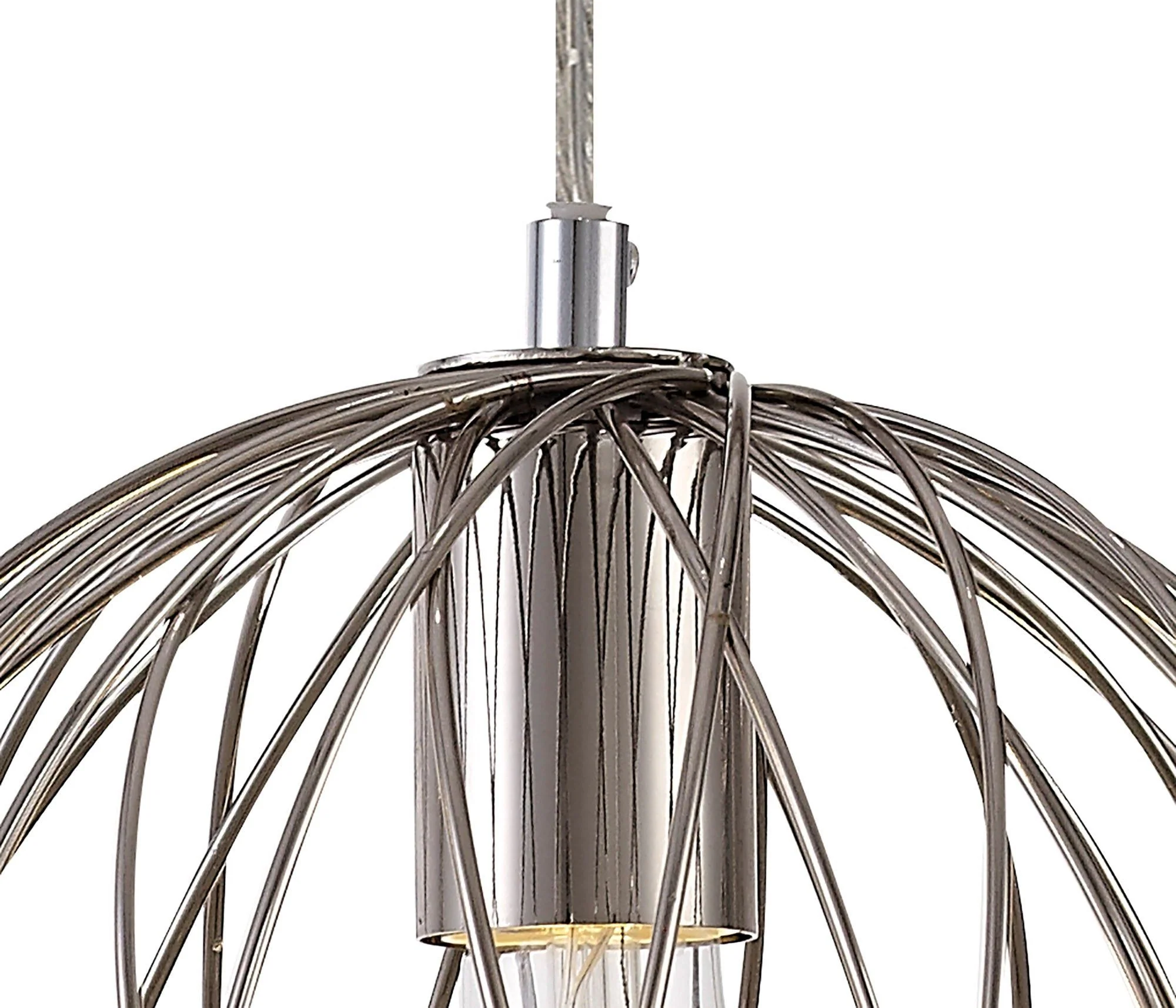 Lydian Curved Cylinder, Sphere Pendant, 1 x E27, Polished Nickel - Image 7
