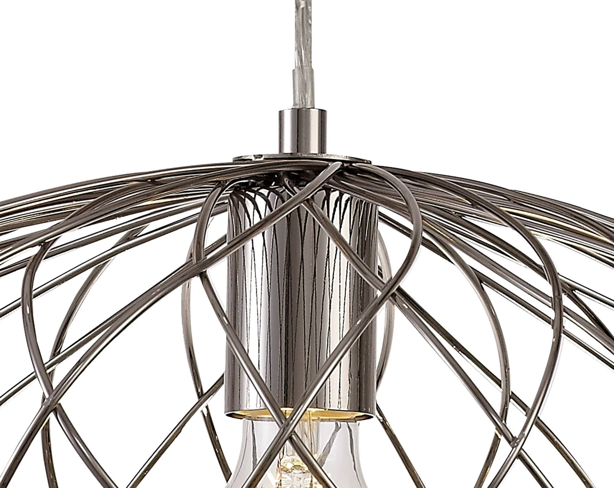 Lydian Curved Cylinder, Sphere Pendant, 1 x E27, Polished Nickel - Image 8