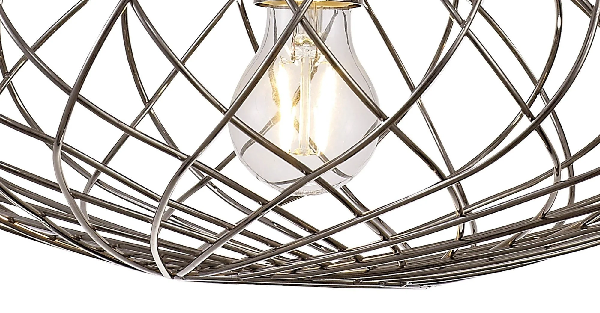 Lydian Curved Cylinder, Sphere Pendant, 1 x E27, Polished Nickel - Image 9