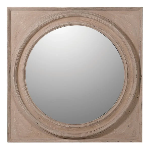 Lynda Round Mirror in Square Frame - Image 2