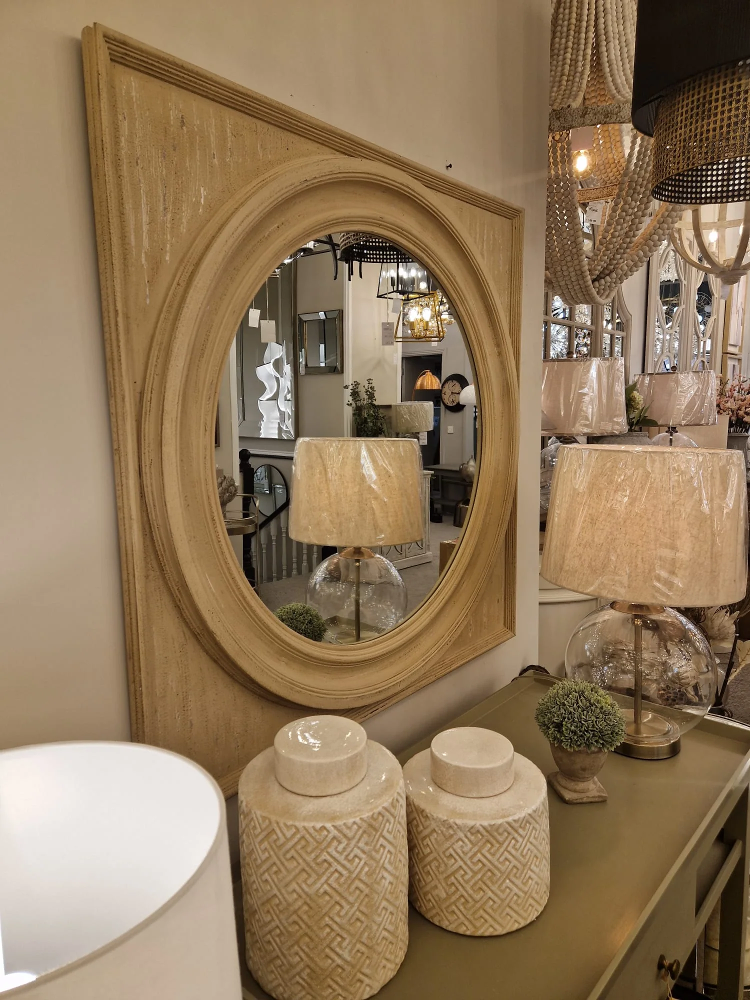 Lynda Round Mirror in Square Frame - Image 5