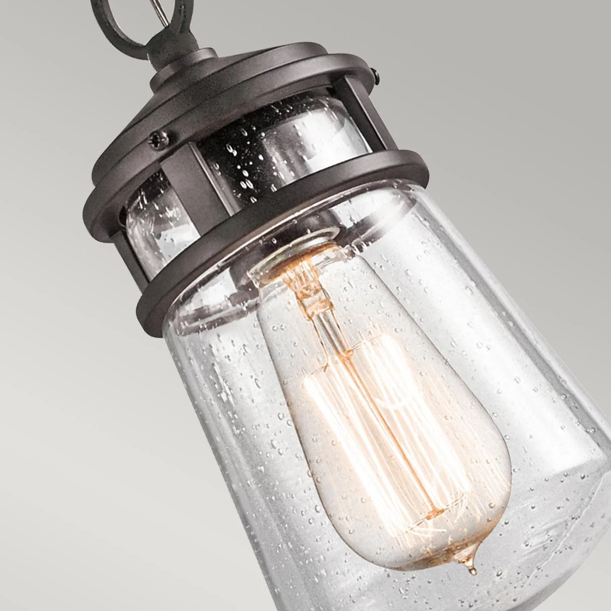 Lyndon 1 Light Small Chain Lantern - Architectural Bronze IP44 E27 - Image 4