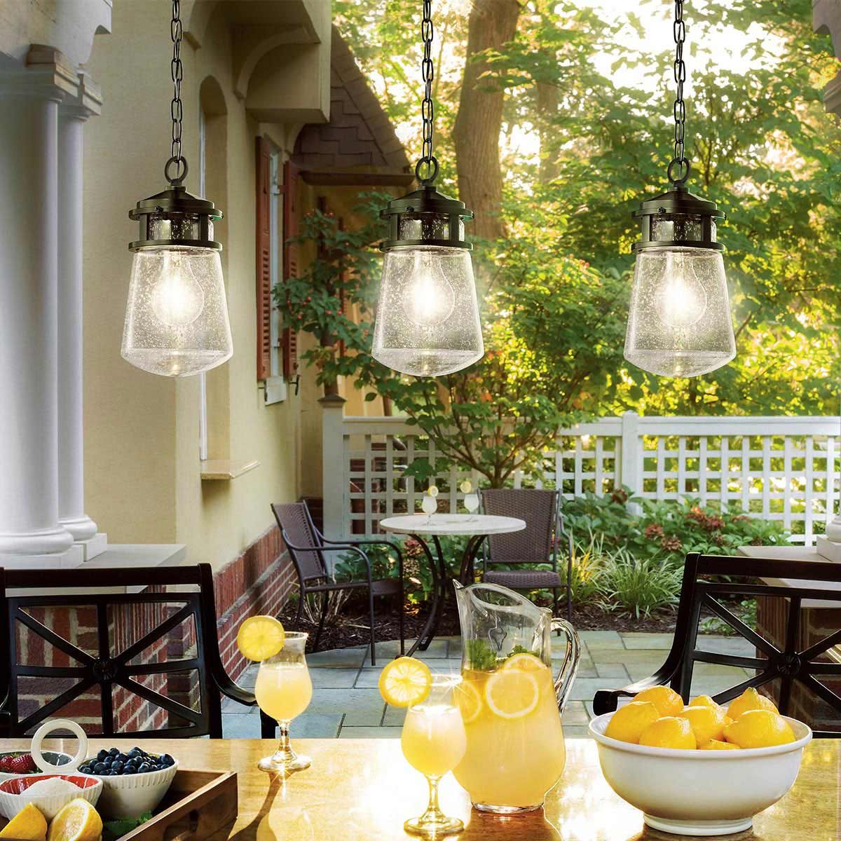 Lyndon 1 Light Small Chain Lantern - Architectural Bronze IP44 E27 - Image 5