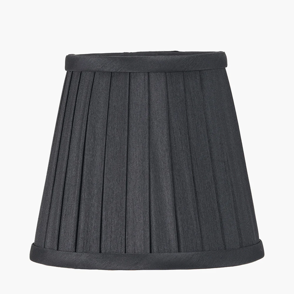 Lyndon Silk Pleat Lampshade -Black/Ivory/Taupe