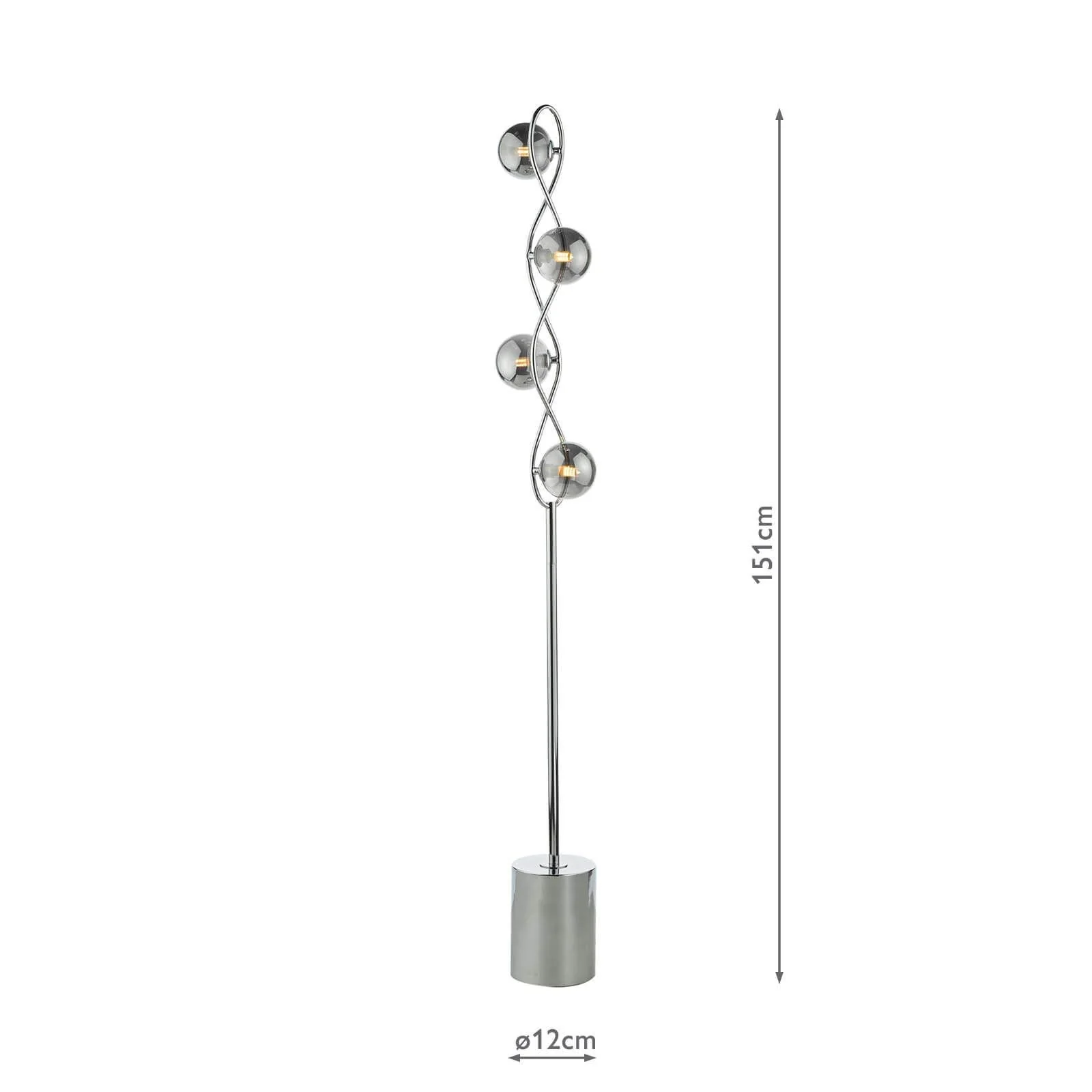 Lysandra 4 Light Floor Lamp Polished Chrome and Smoked Glass/Polished Gold & Opal Glass G9 - Image 4