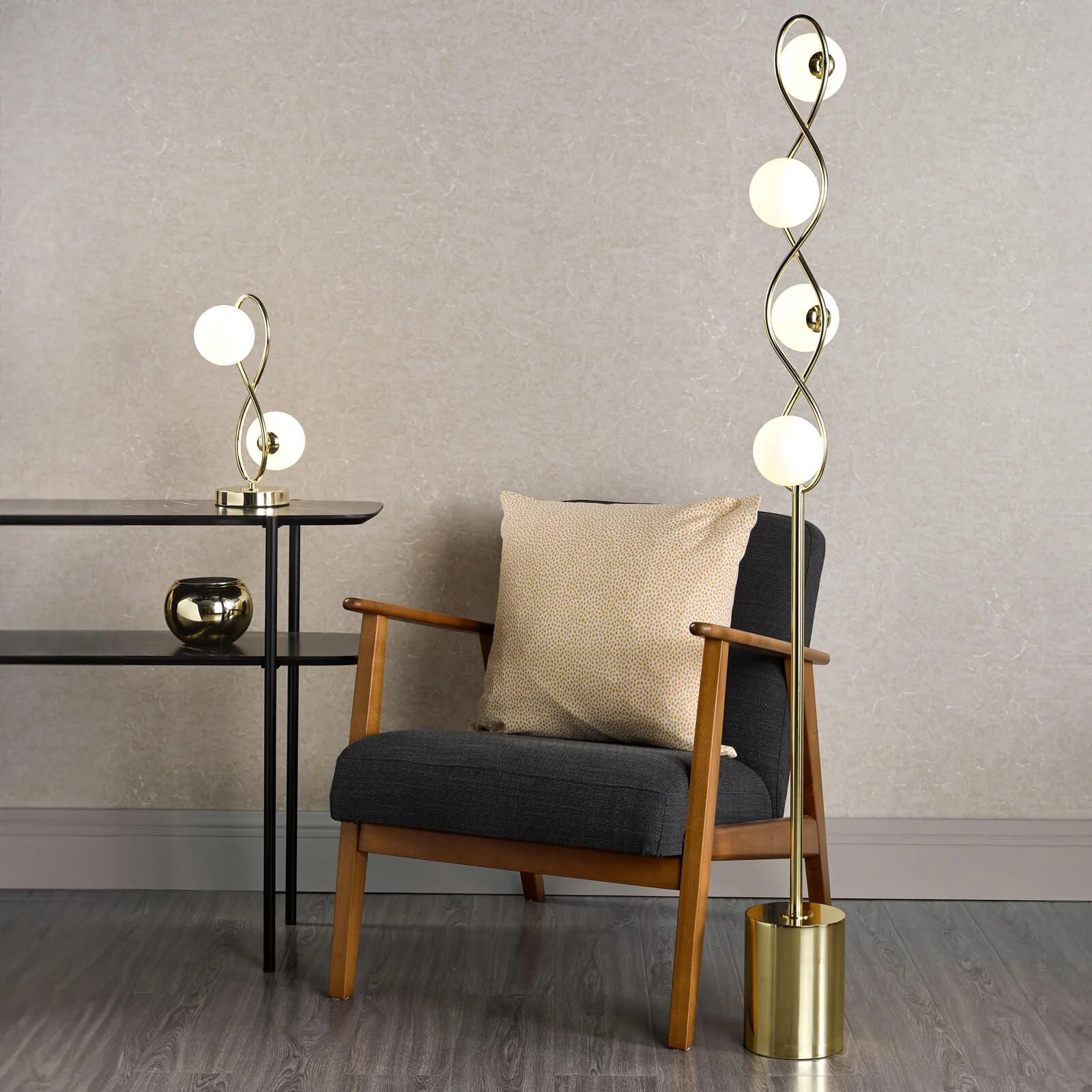 Lysandra 4 Light Floor Lamp Polished Chrome and Smoked Glass/Polished Gold & Opal Glass G9 - Image 7