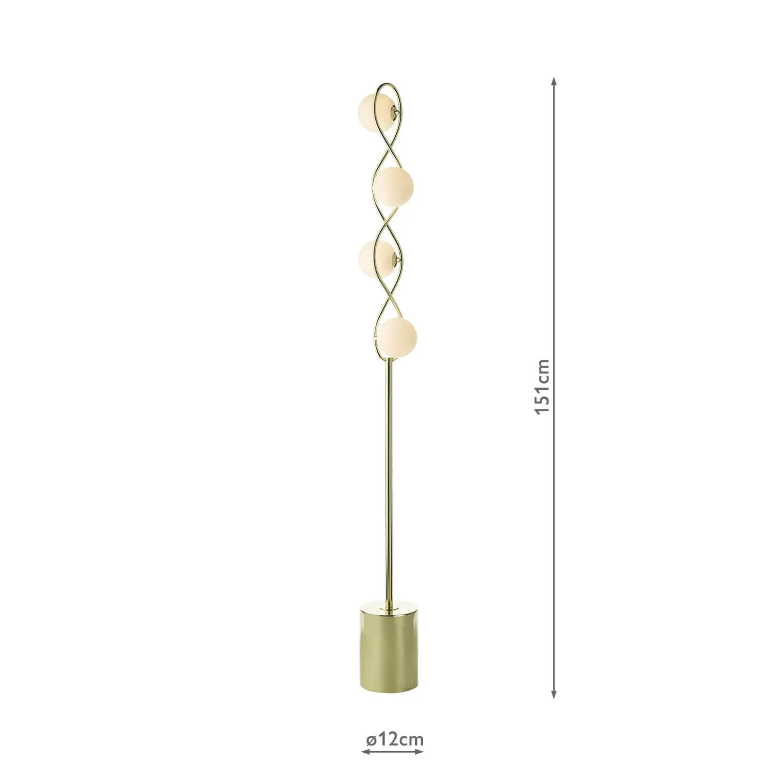 Lysandra 4 Light Floor Lamp Polished Chrome and Smoked Glass/Polished Gold & Opal Glass G9 - Image 8