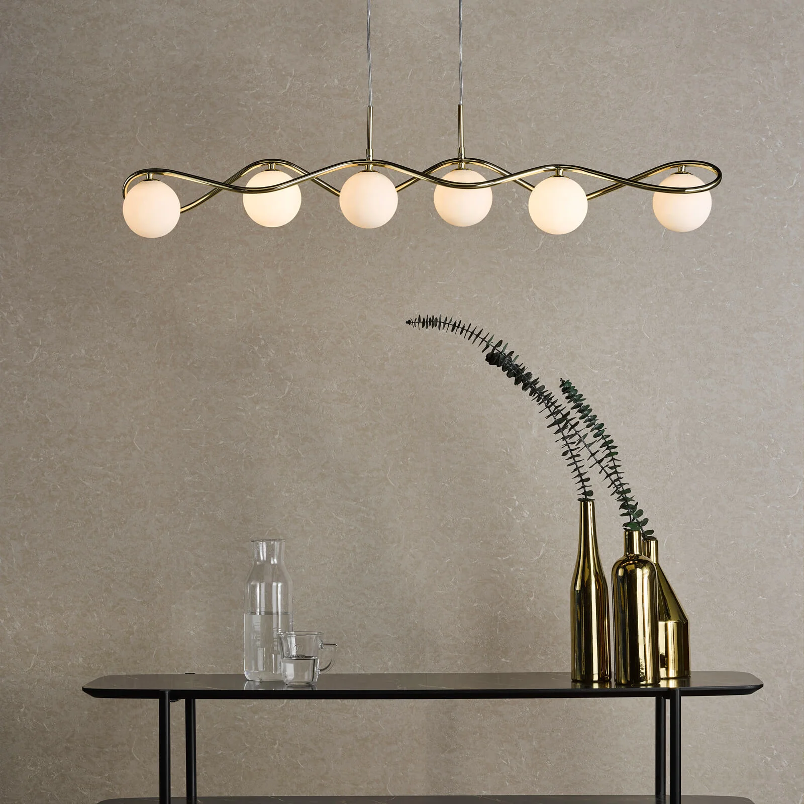 Lysandra 6 Light Kitchen Light Polished Chrome and Smoked Glass/ Polished Gold and Opal Glass - Image 13