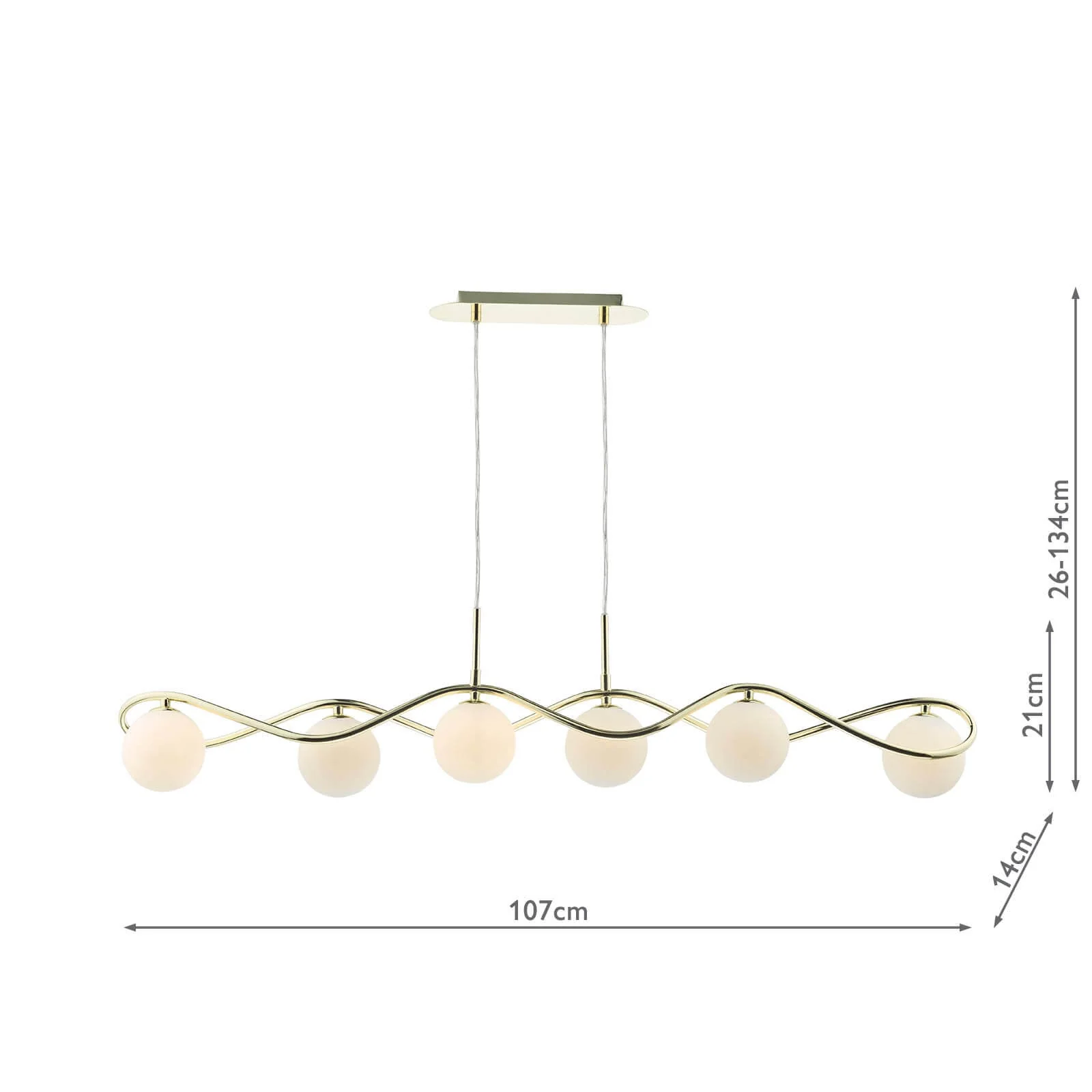 Lysandra 6 Light Kitchen Light Polished Chrome and Smoked Glass/ Polished Gold and Opal Glass - Image 14