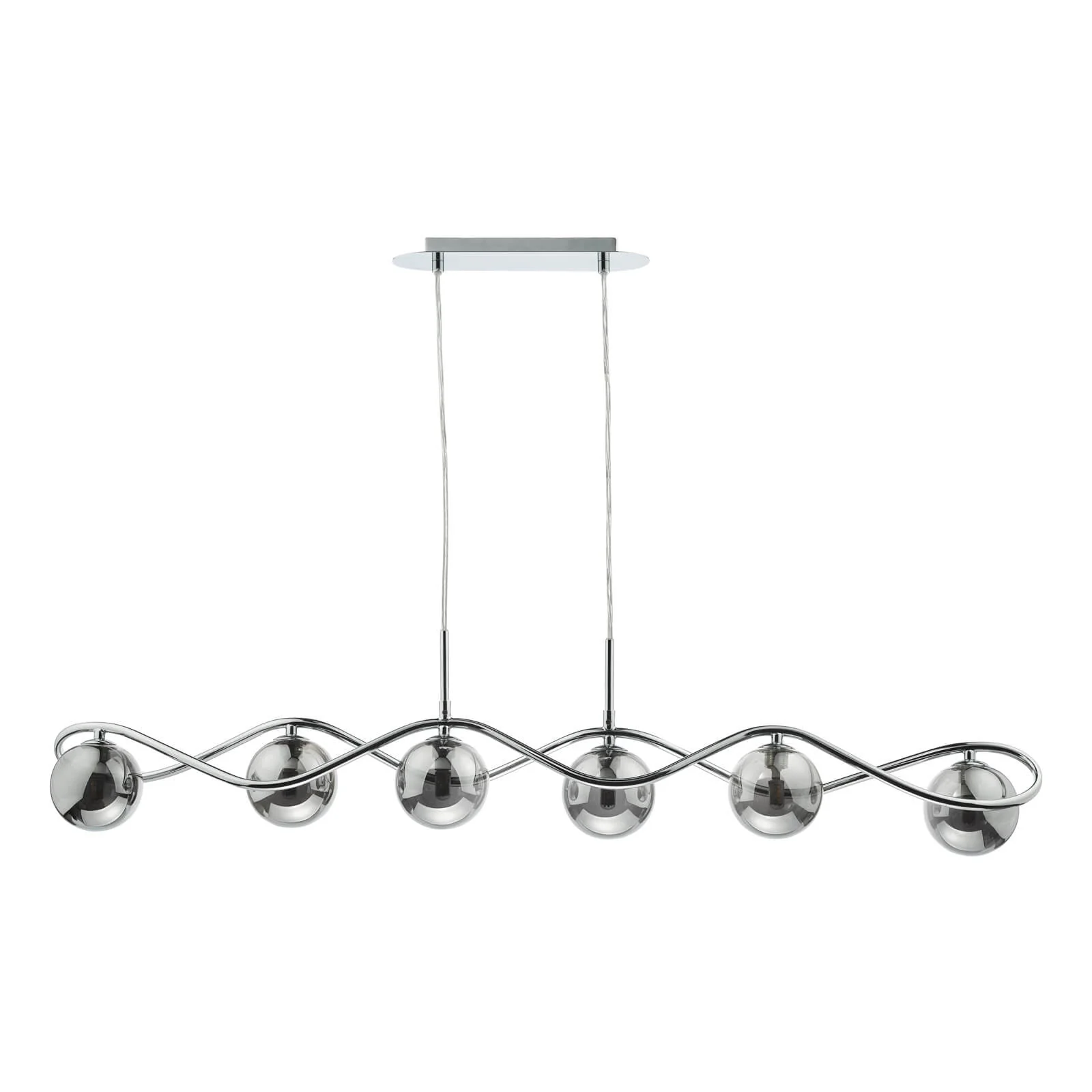 Lysandra 6 Light Kitchen Light Polished Chrome and Smoked Glass/ Polished Gold and Opal Glass - Image 2