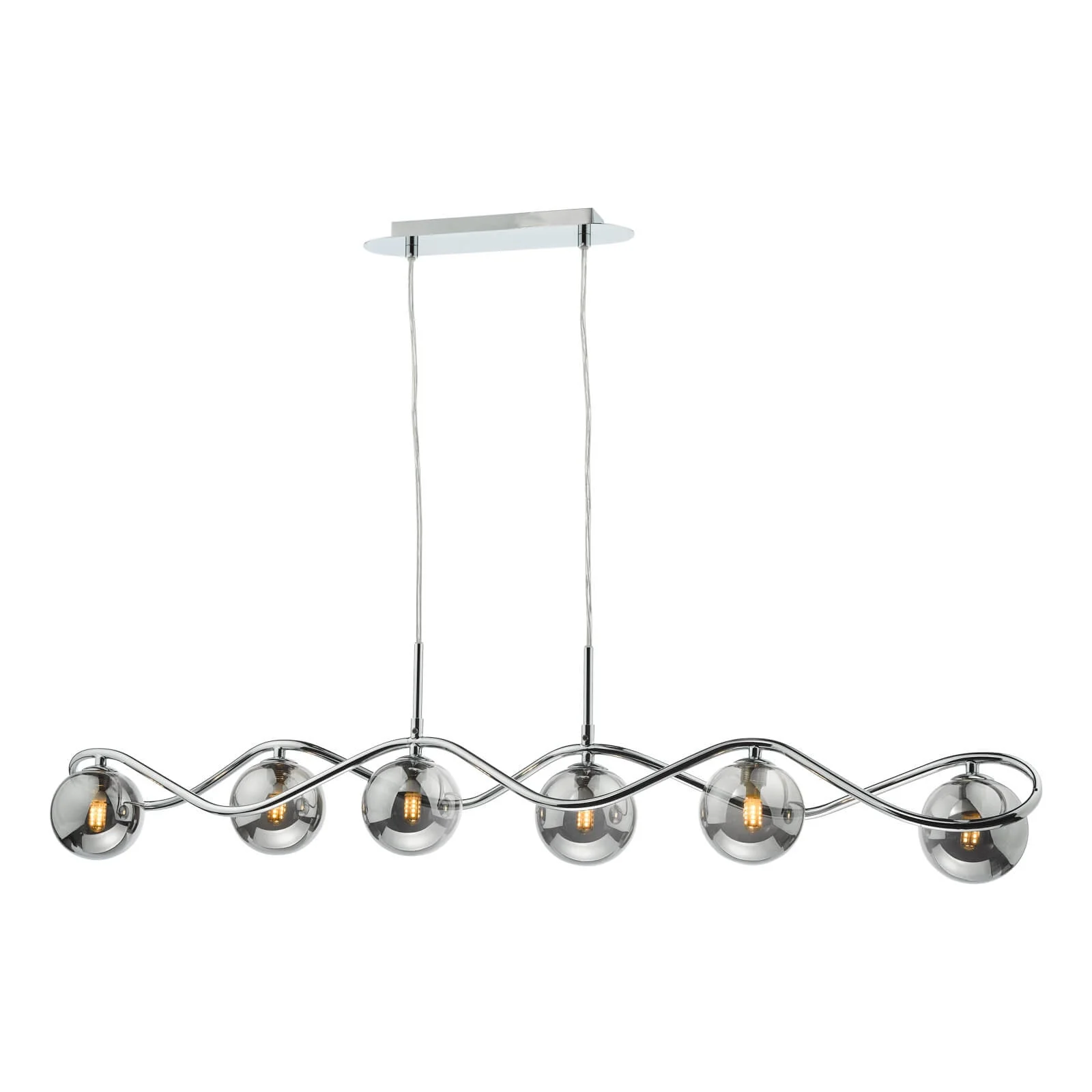 Lysandra 6 Light Kitchen Light Polished Chrome and Smoked Glass/ Polished Gold and Opal Glass - Image 3