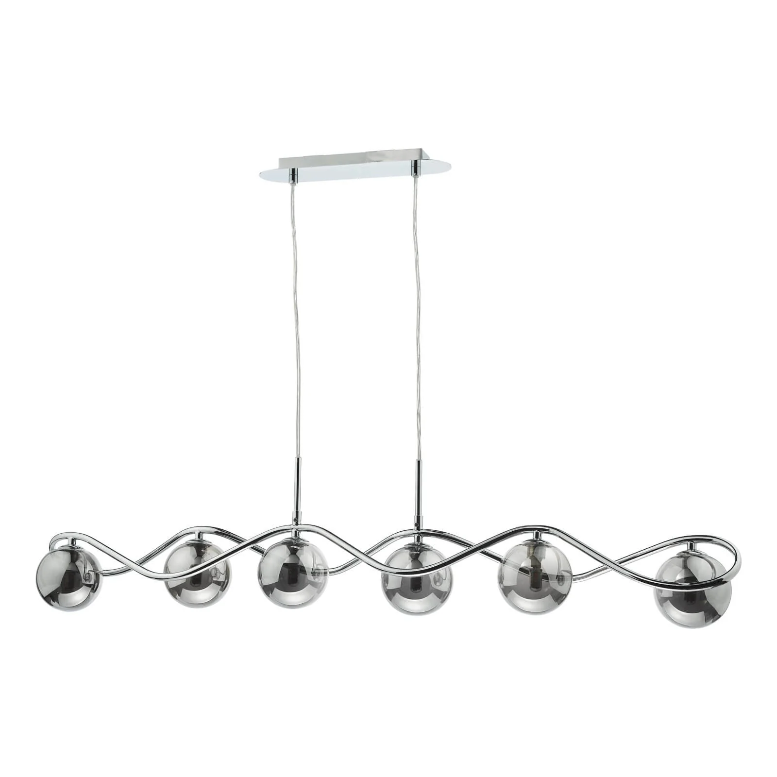 Lysandra 6 Light Kitchen Light Polished Chrome and Smoked Glass/ Polished Gold and Opal Glass - Image 4