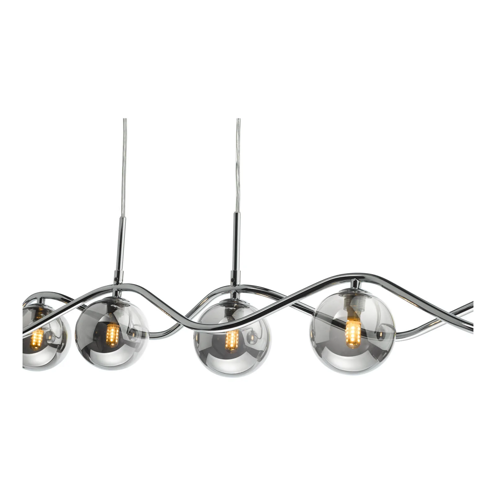 Lysandra 6 Light Kitchen Light Polished Chrome and Smoked Glass/ Polished Gold and Opal Glass - Image 5