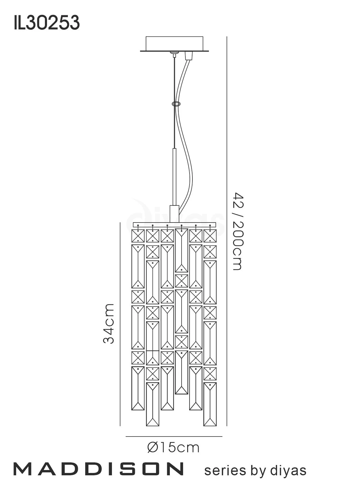 Maddison 2/6/8Lt Crystal Pendant - Various Size - Image 2