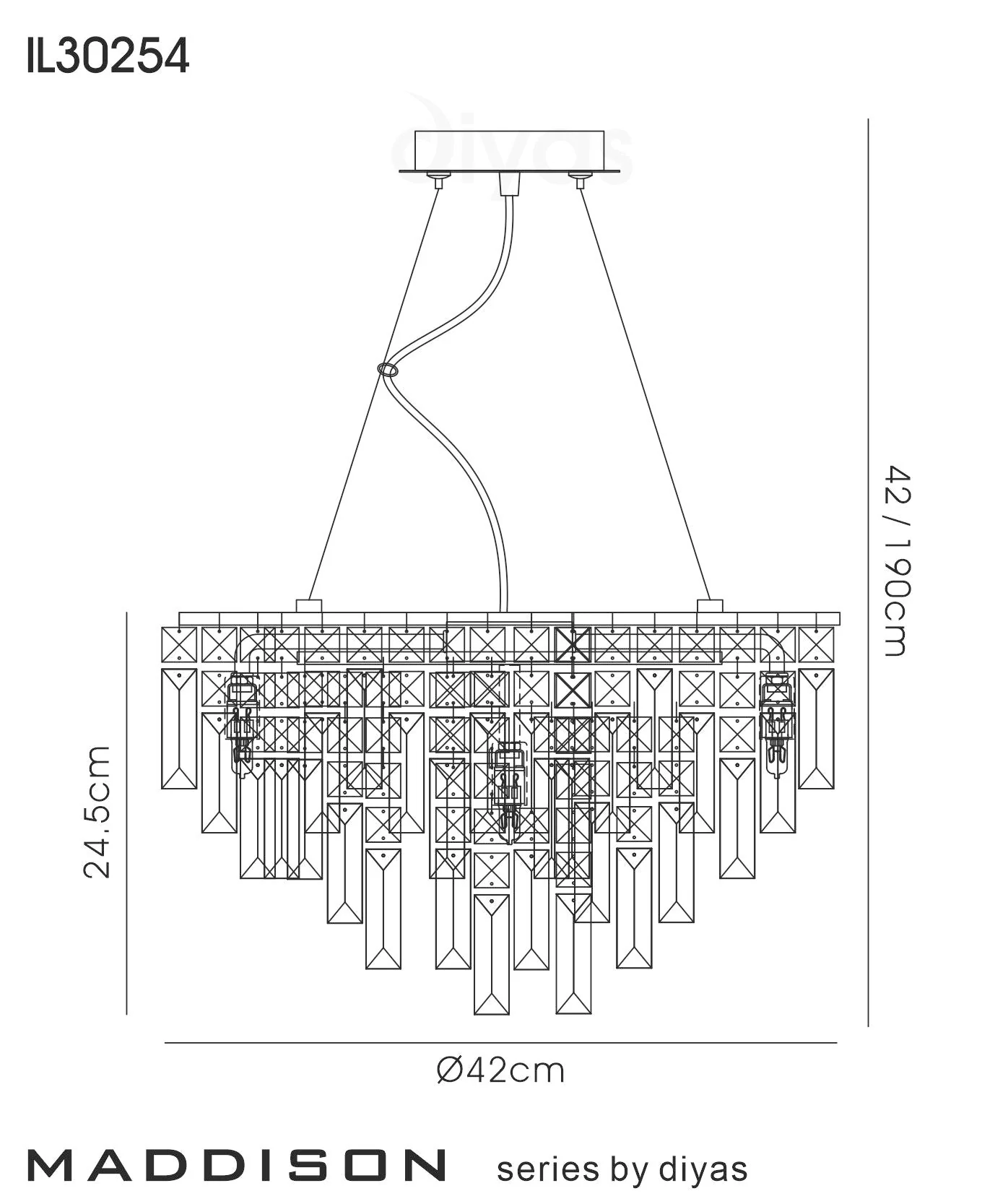 Maddison 2/6/8Lt Crystal Pendant - Various Size - Image 4
