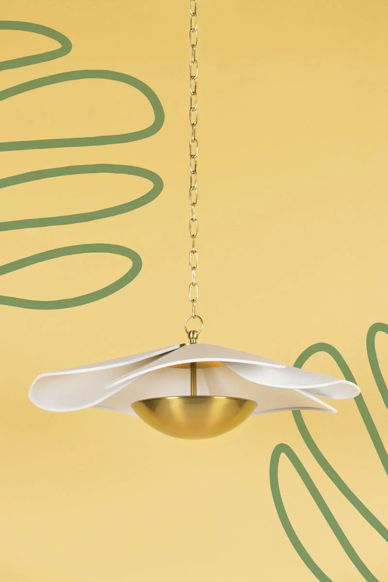 Madeline 1Lt Pendant - Brass & Linen - Image 2
