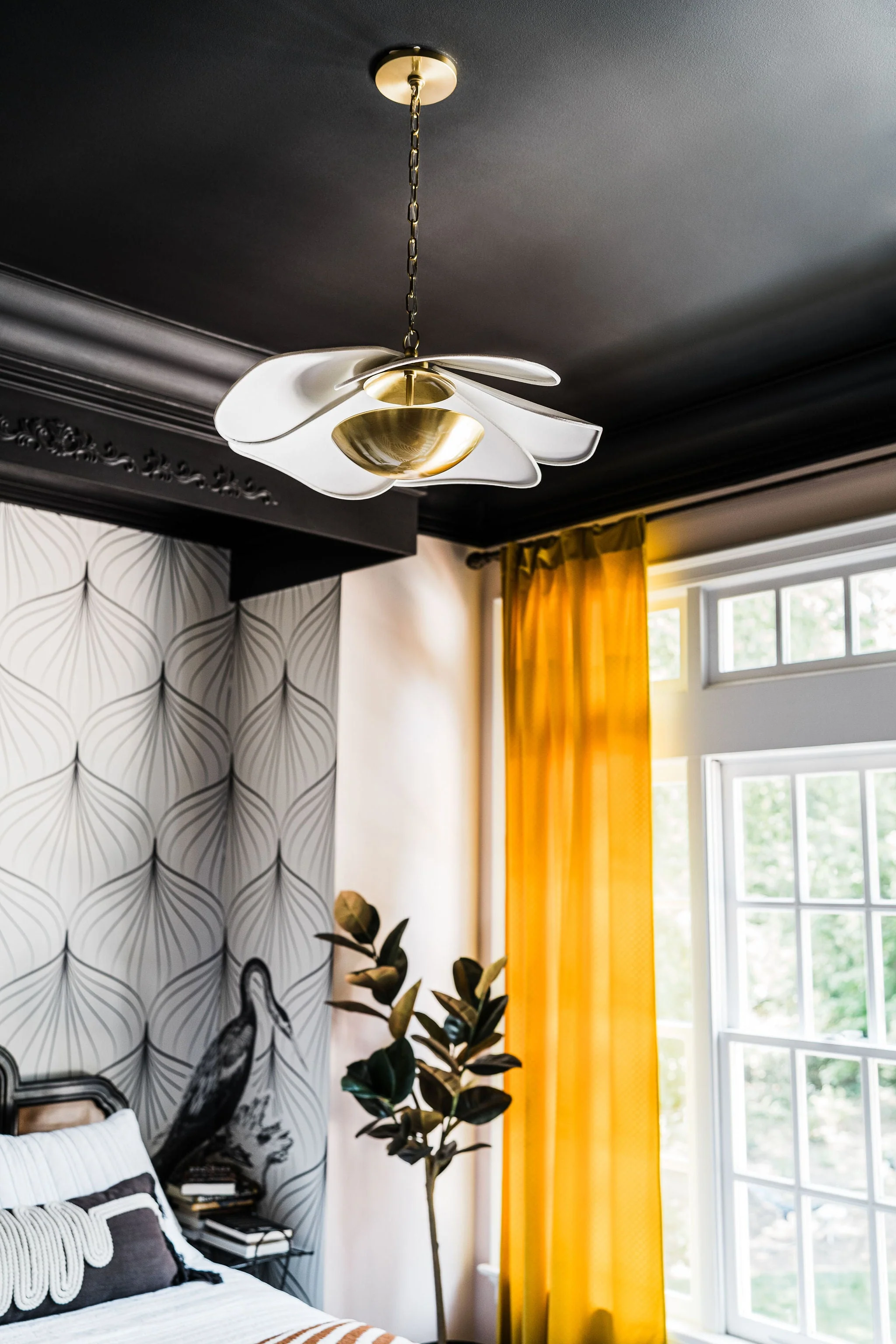 Madeline 1Lt Pendant - Brass & Linen - Image 4