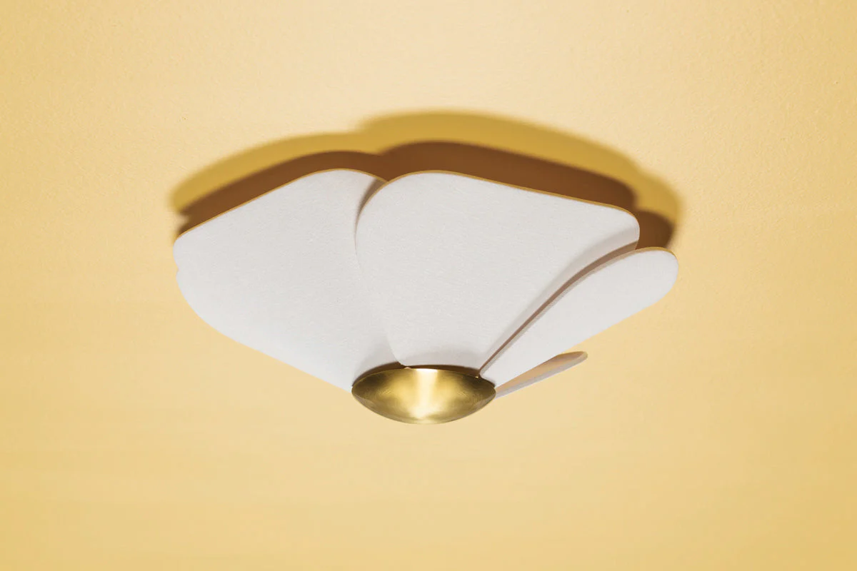Madeline LED Flush Mount - Brass & Linen - Image 2