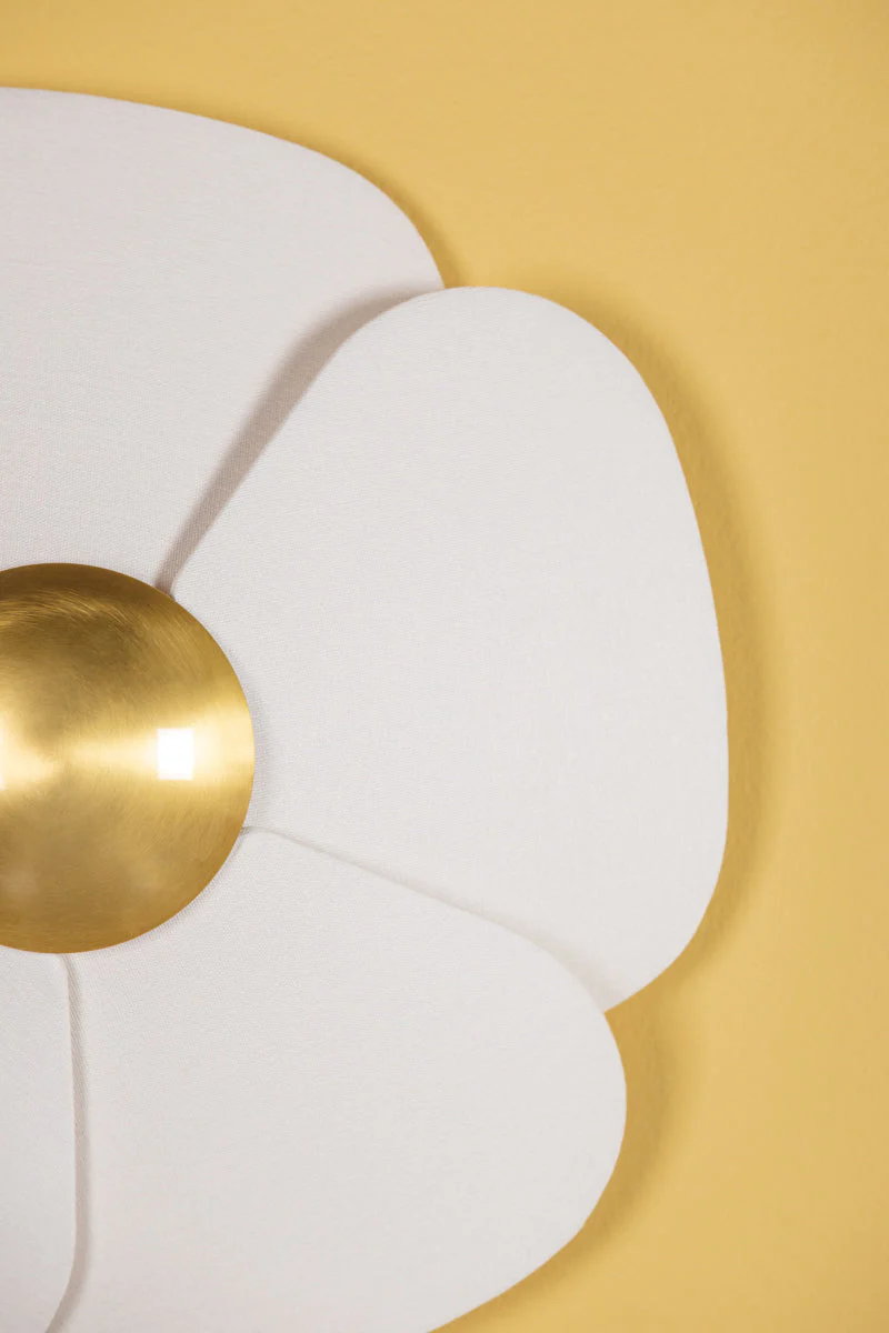 Madeline LED Flush Mount - Brass & Linen - Image 4