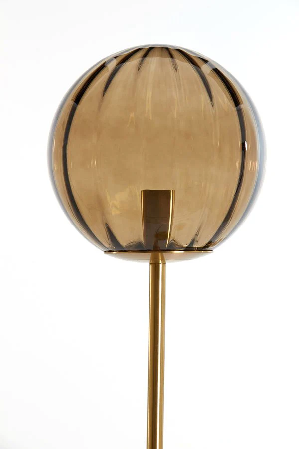 Magdala 3Lt Floor Lamp - Brown Glass & Gold - Image 3