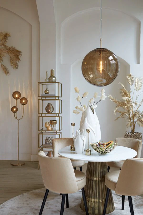 Magdala 3Lt Floor Lamp - Brown Glass & Gold - Image 8