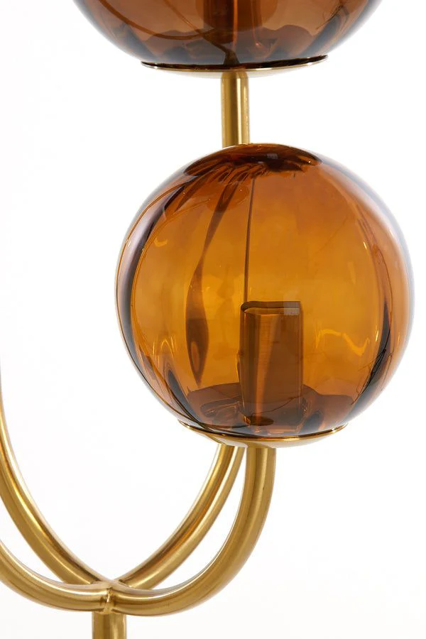 Magdala 3Lt Floor Lamp - Brown Glass & Gold - Image 9